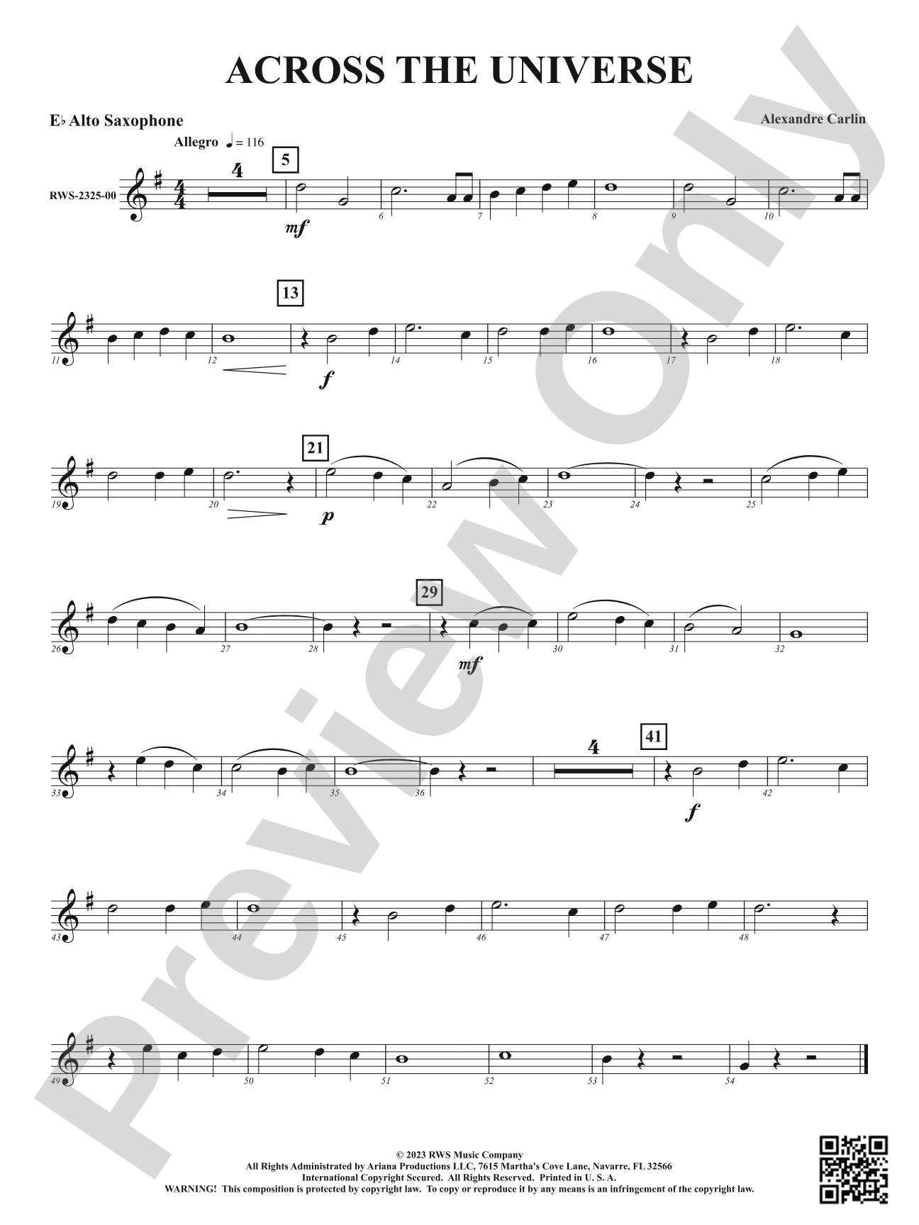Across the Universe: 1st E-flat Alto Saxophone