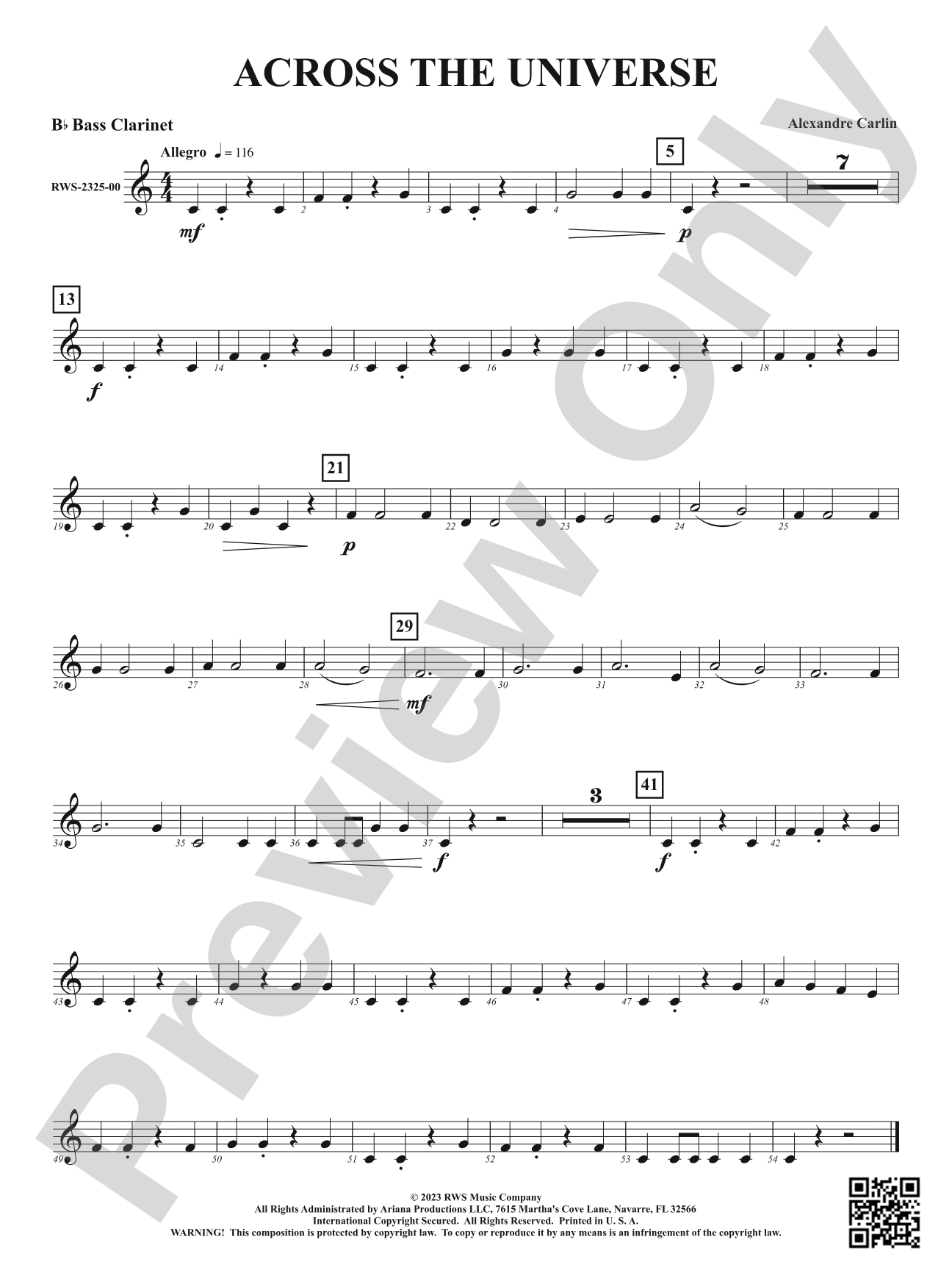 Across the Universe: B-flat Bass Clarinet