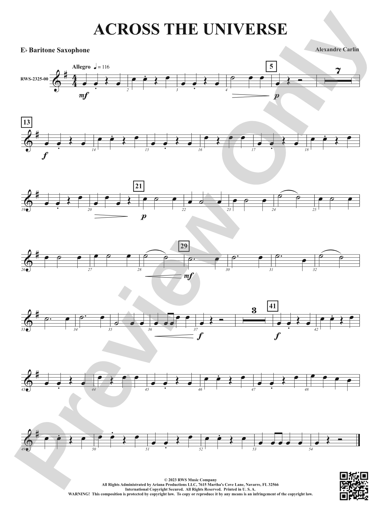 Across the Universe: E-flat Baritone Saxophone