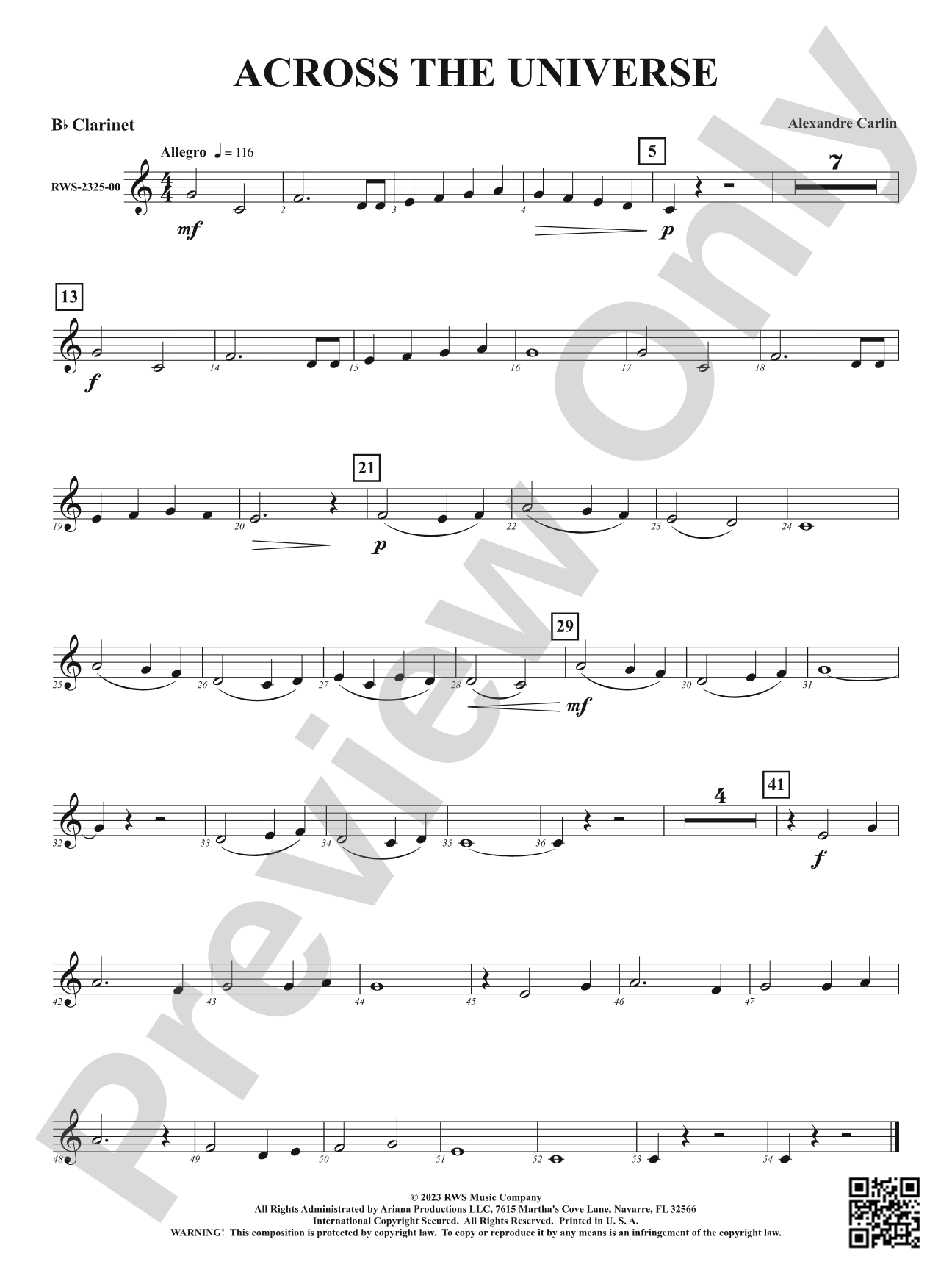 Across the Universe: 1st B-flat Clarinet