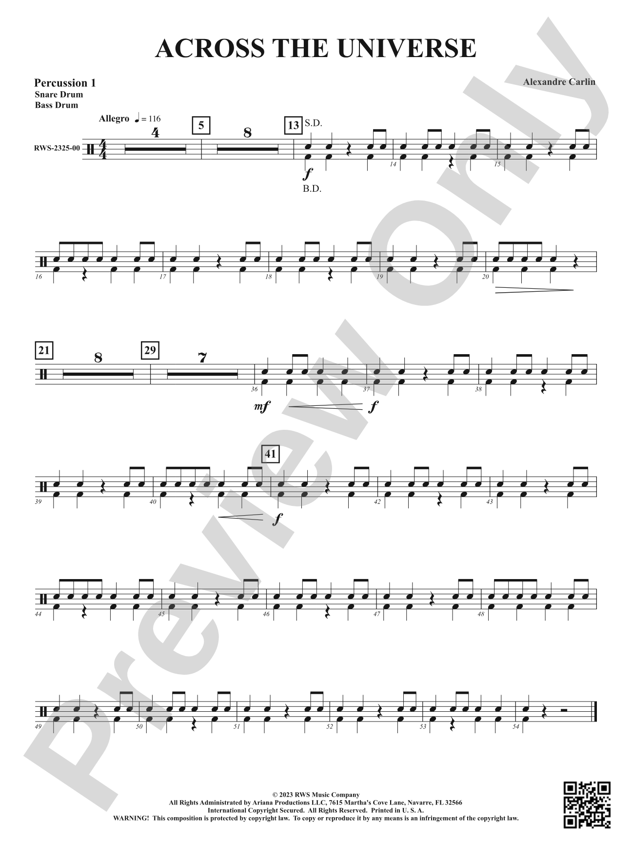 Across the Universe: 1st Percussion