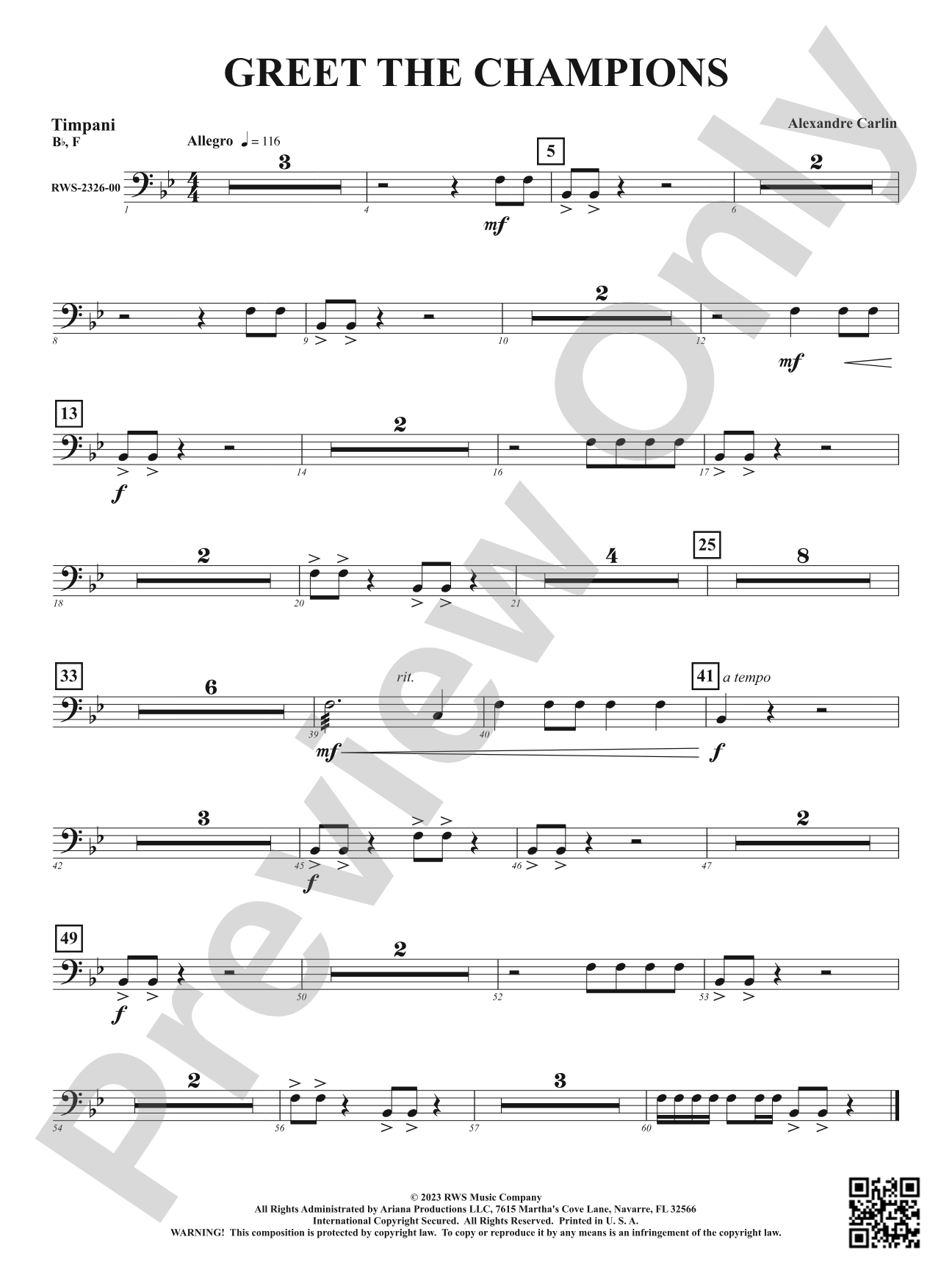 Greet The Champions: Timpani