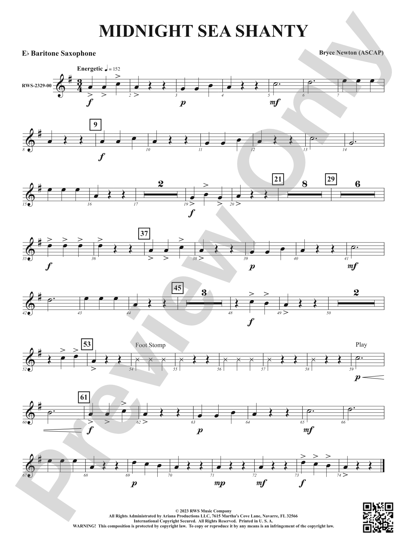 Midnight Sea Shanty: E-flat Baritone Saxophone
