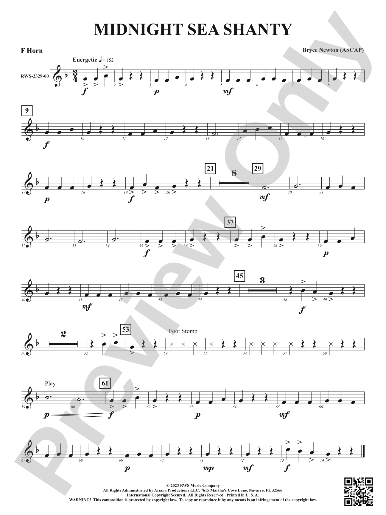 Midnight Sea Shanty: 1st F Horn