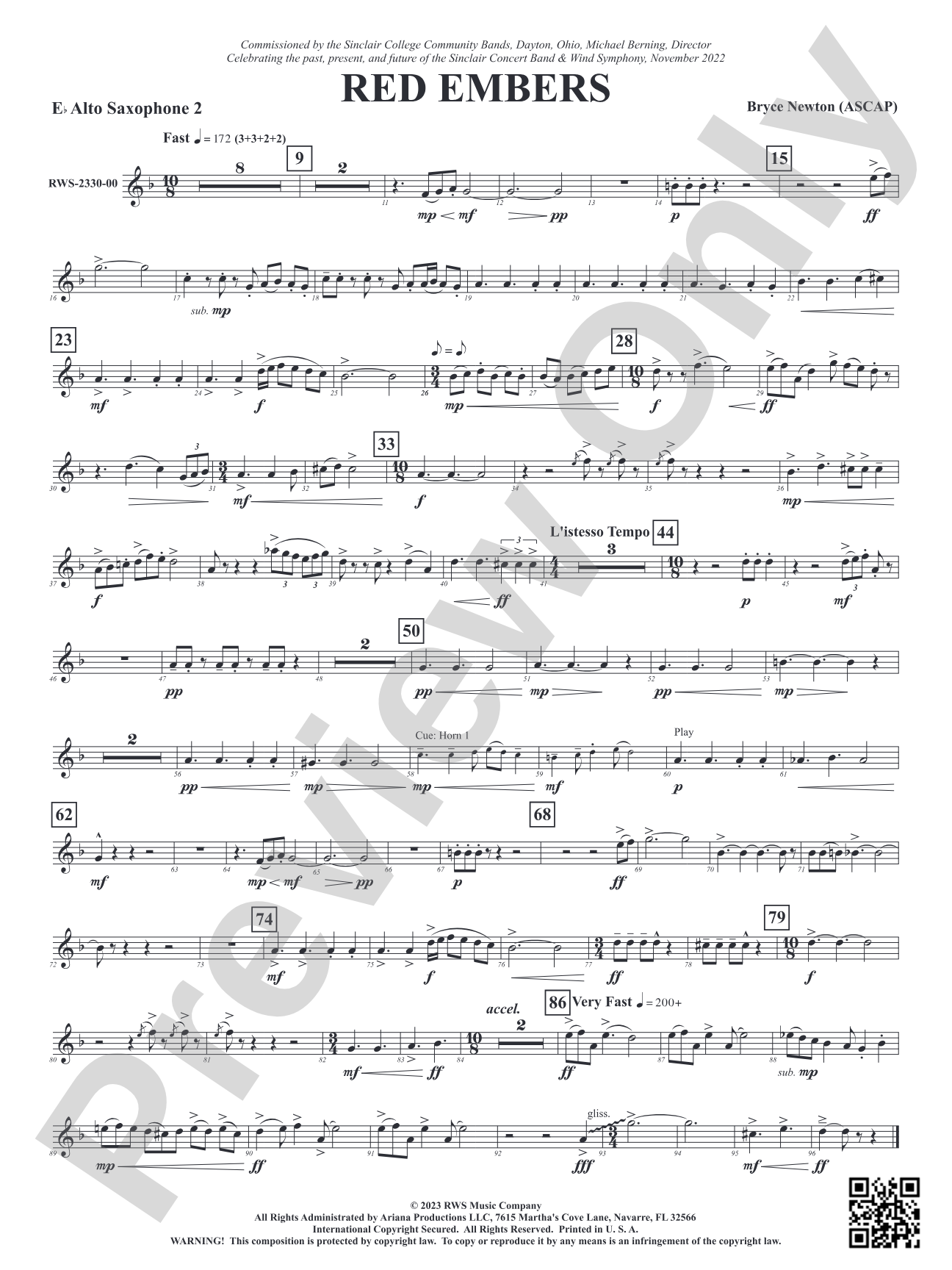 Red Embers: 2nd E-flat Alto Saxophone