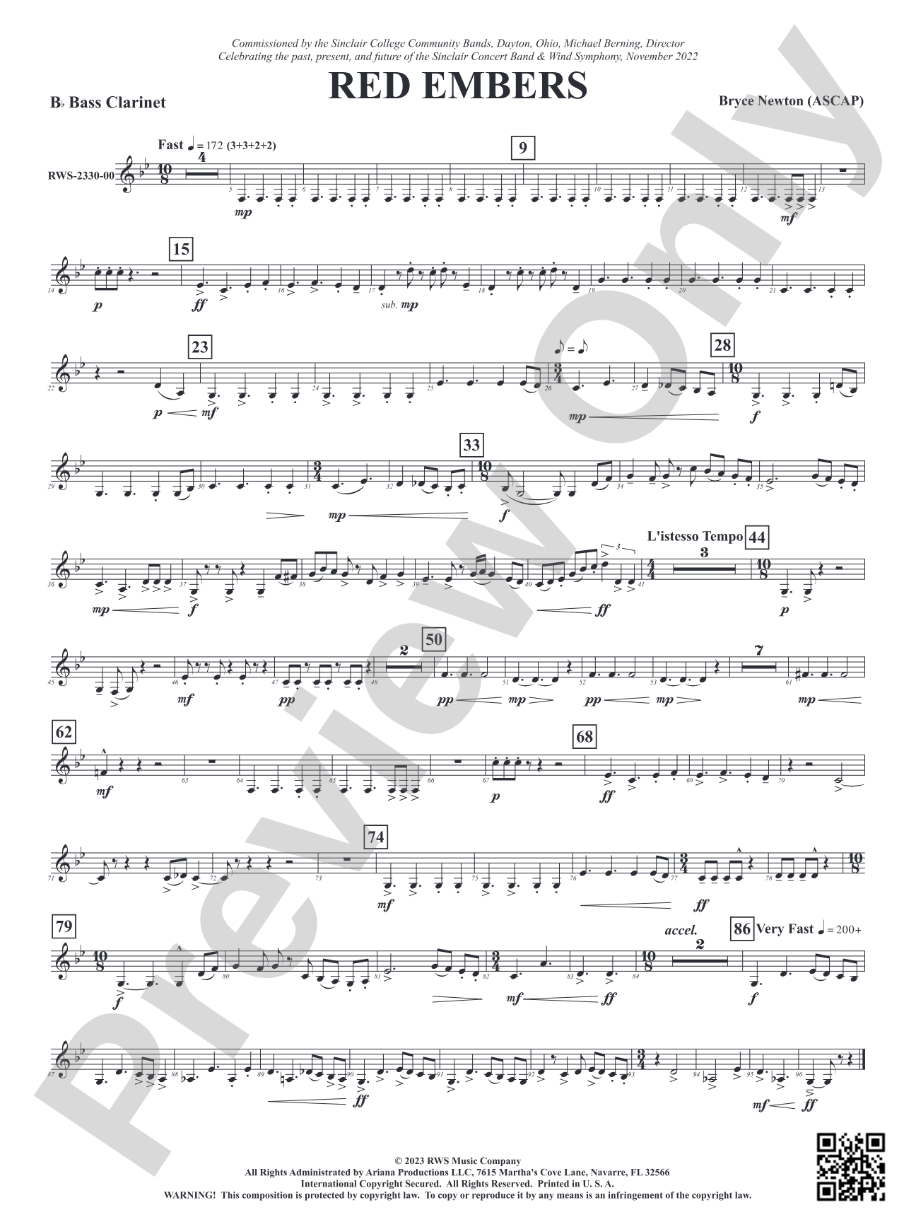 Red Embers: B-flat Bass Clarinet