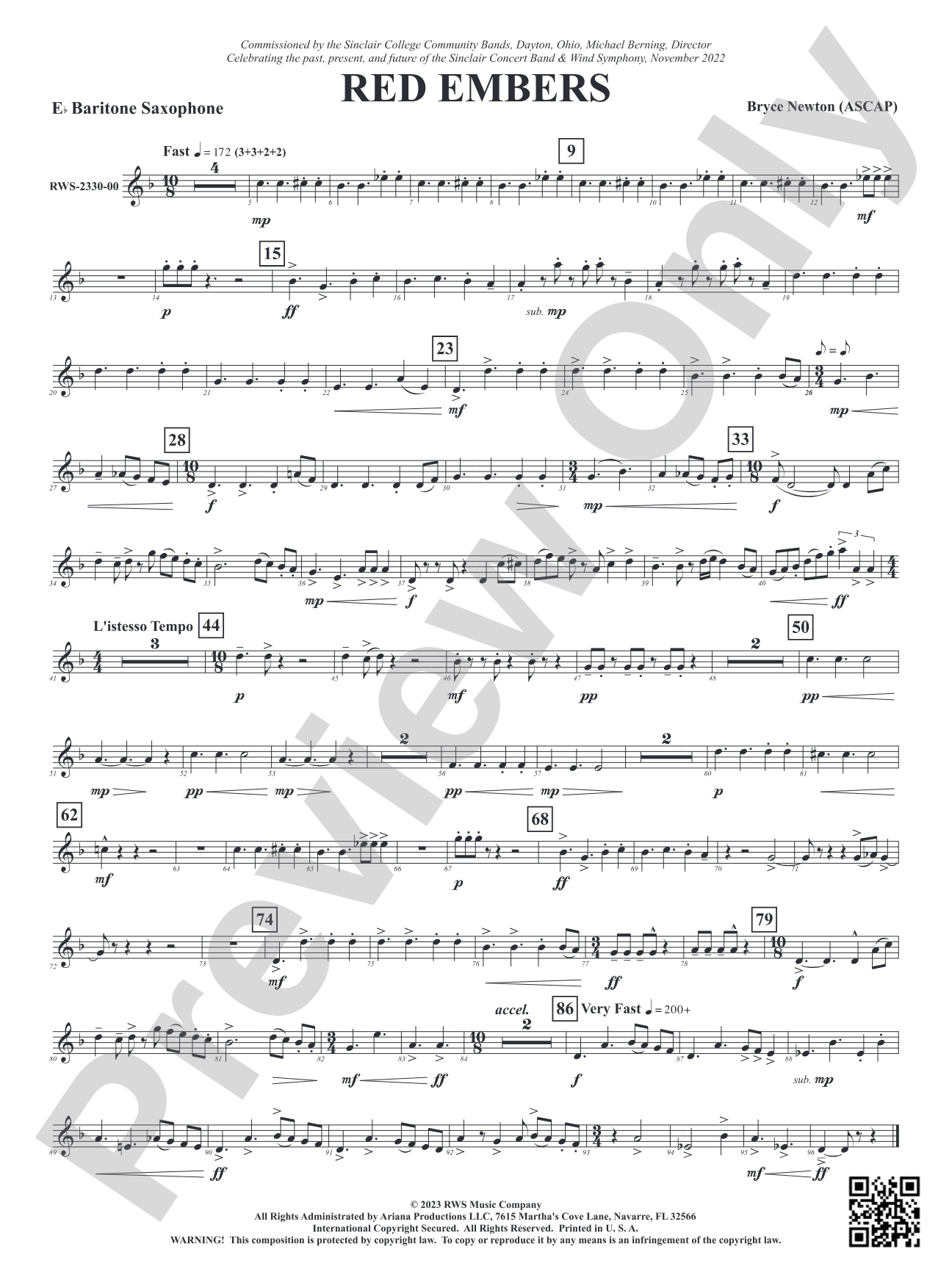 Red Embers: E-flat Baritone Saxophone
