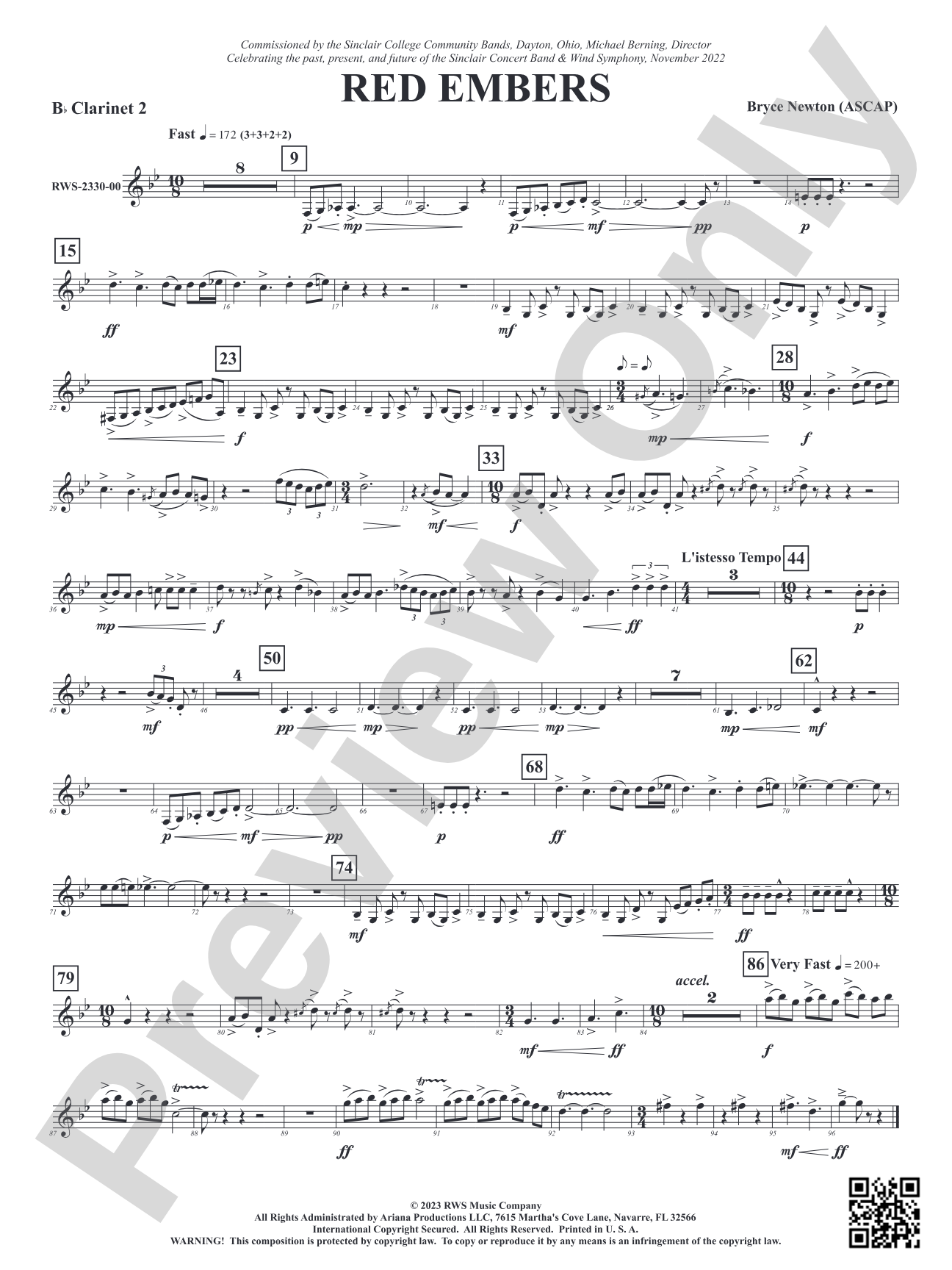 Red Embers: 2nd B-flat Clarinet