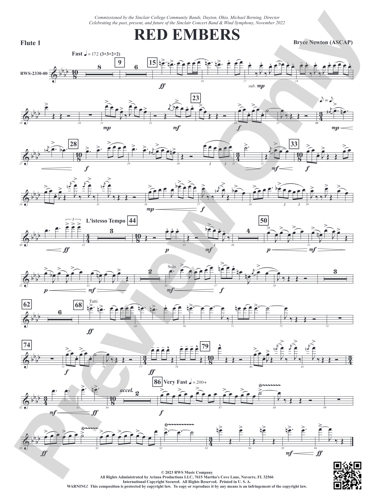 Red Embers: 1st Flute