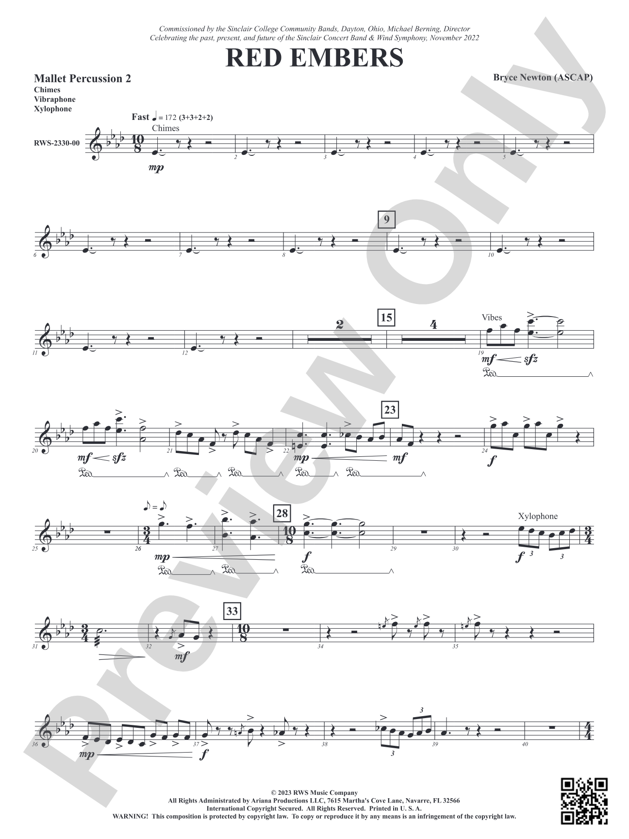 Red Embers: 2nd Mallet Percussion