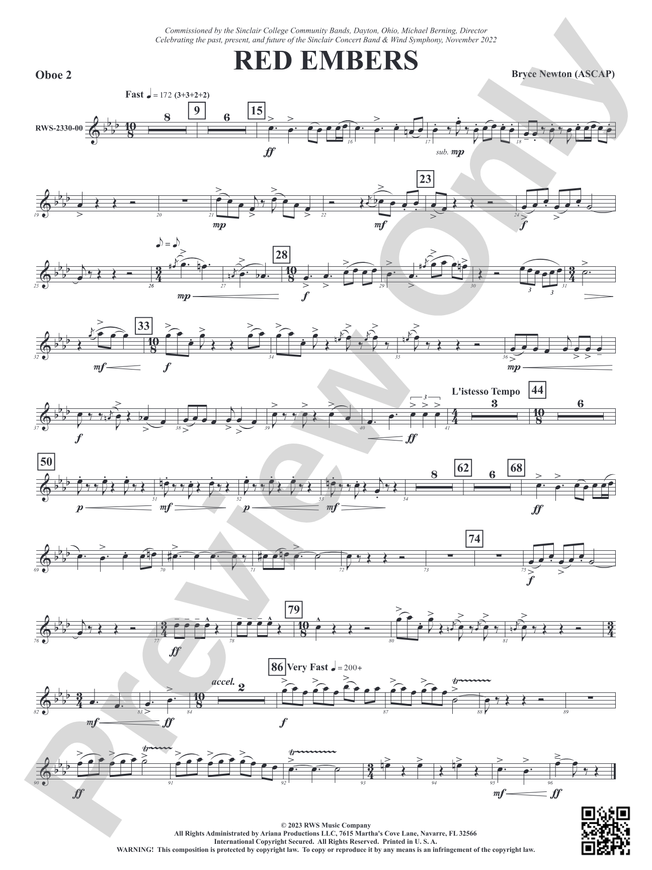 Red Embers: 2nd Oboe