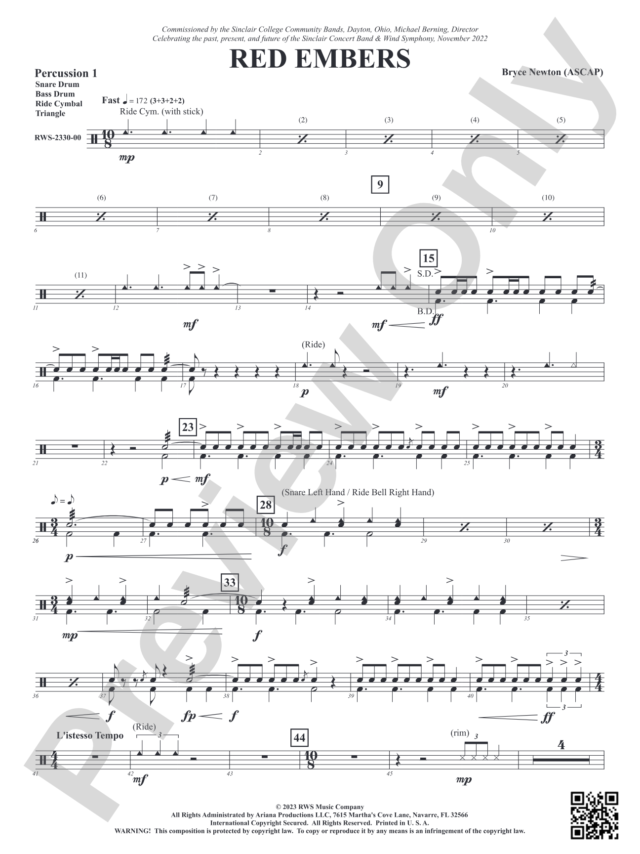 Red Embers: 1st Percussion