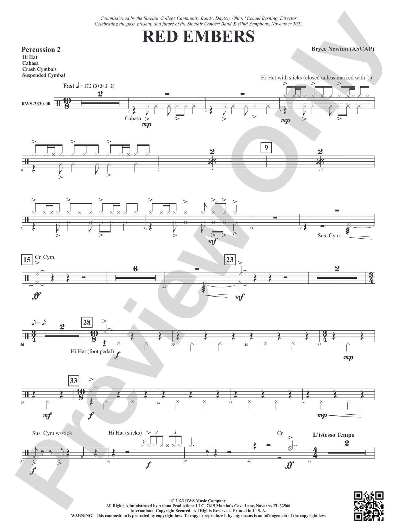 Red Embers: 2nd Percussion