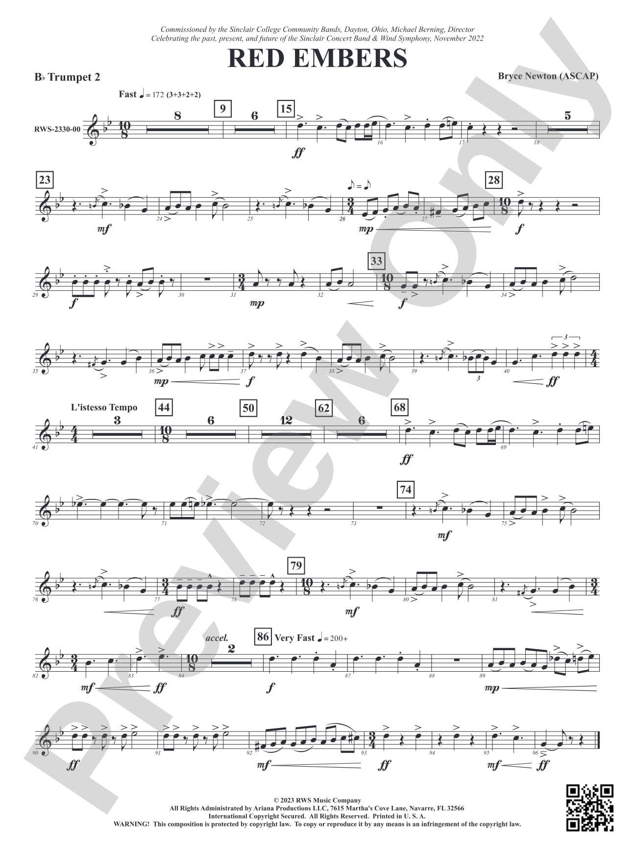 Red Embers: 2nd B-flat Trumpet