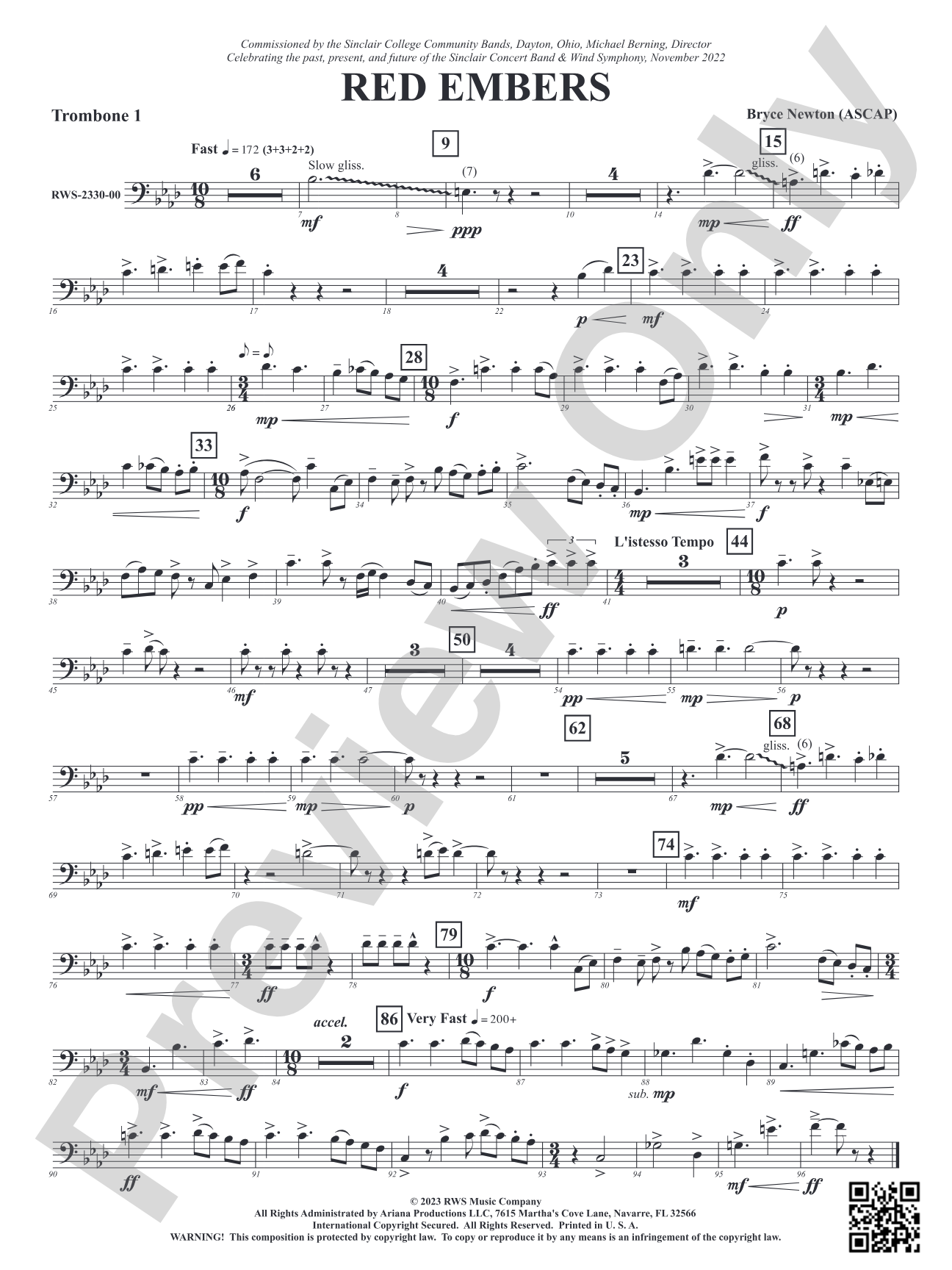 Red Embers: 1st Trombone