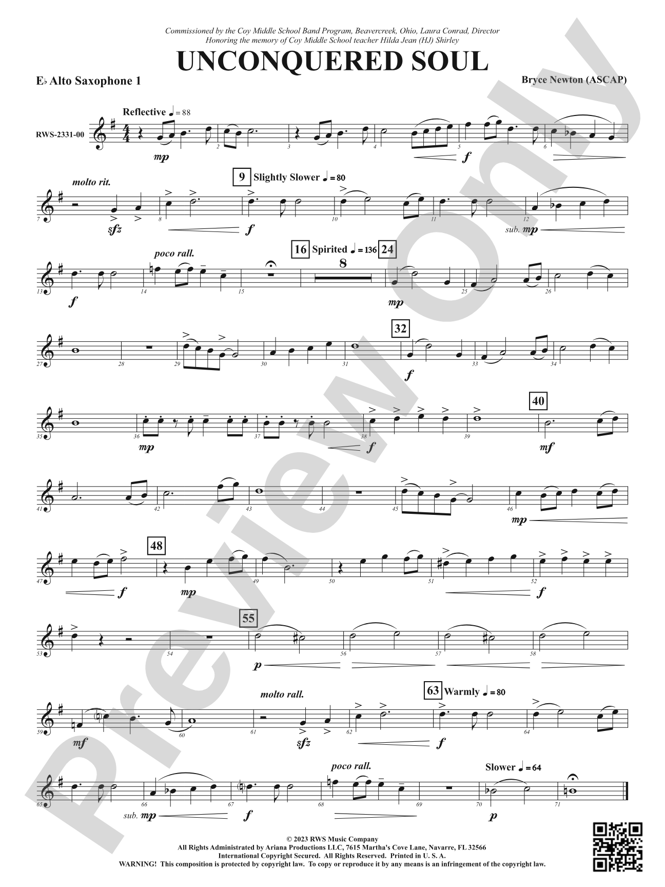 Unconquered Soul: 1st E-flat Alto Saxophone