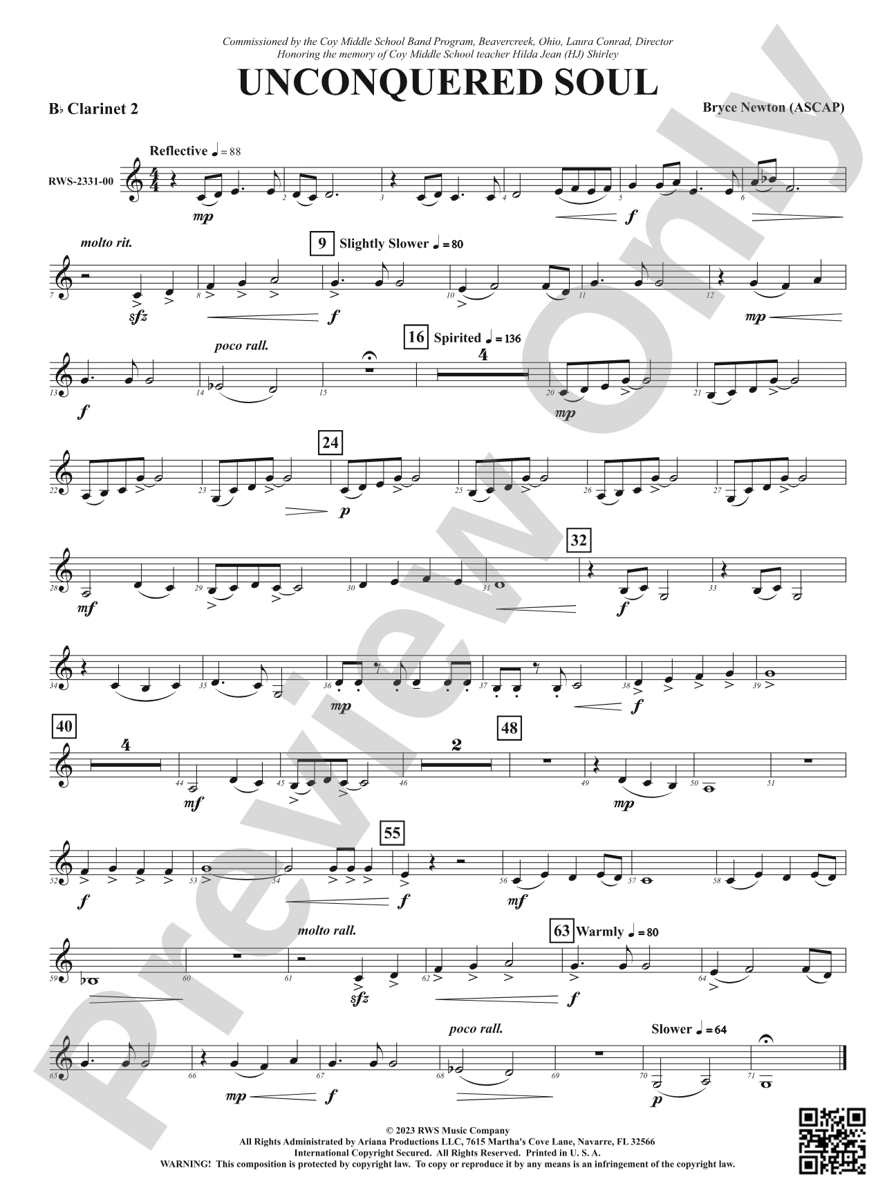 Unconquered Soul: 2nd B-flat Clarinet