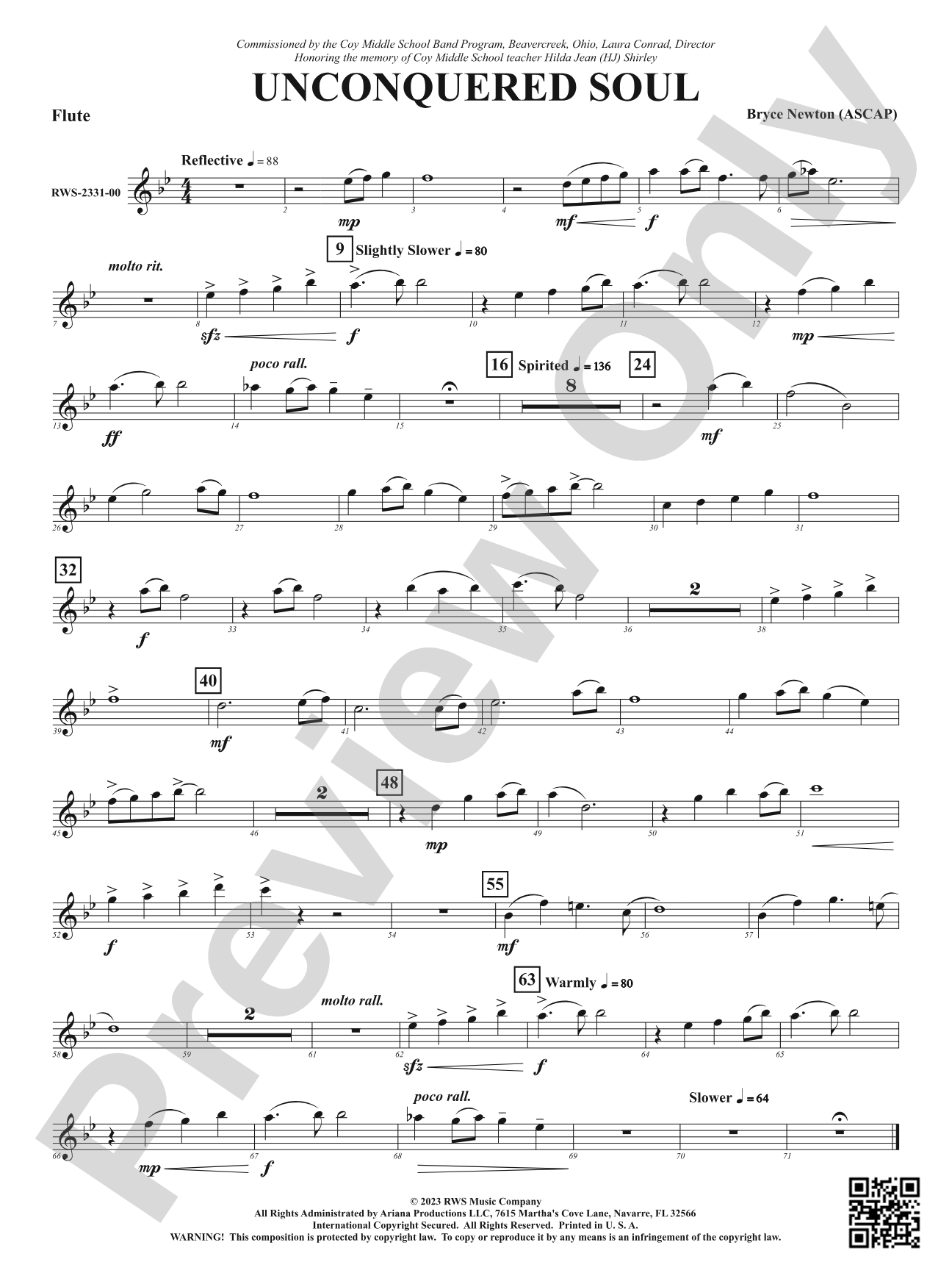 Unconquered Soul: 1st Flute