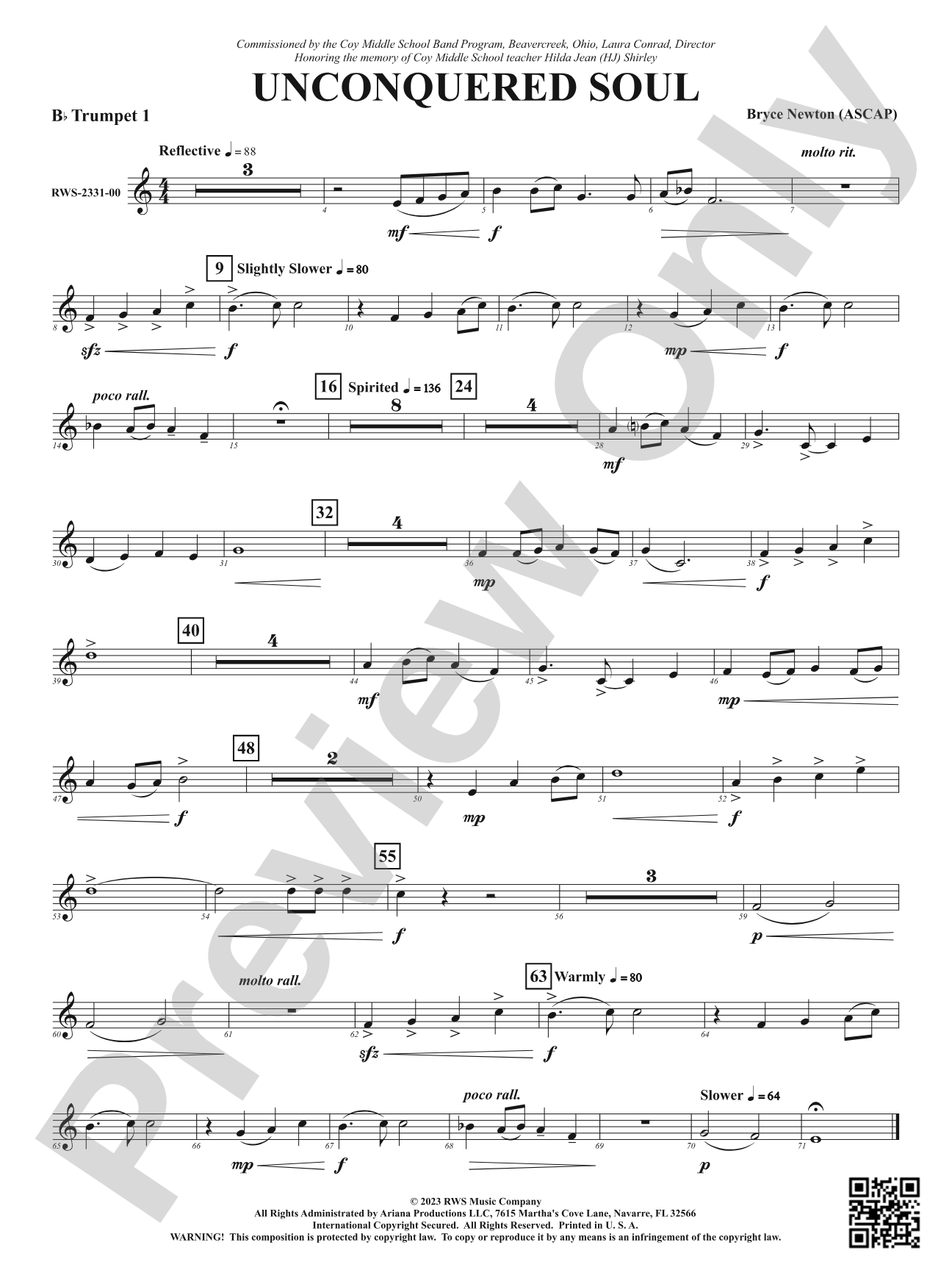Unconquered Soul: 1st B-flat Trumpet