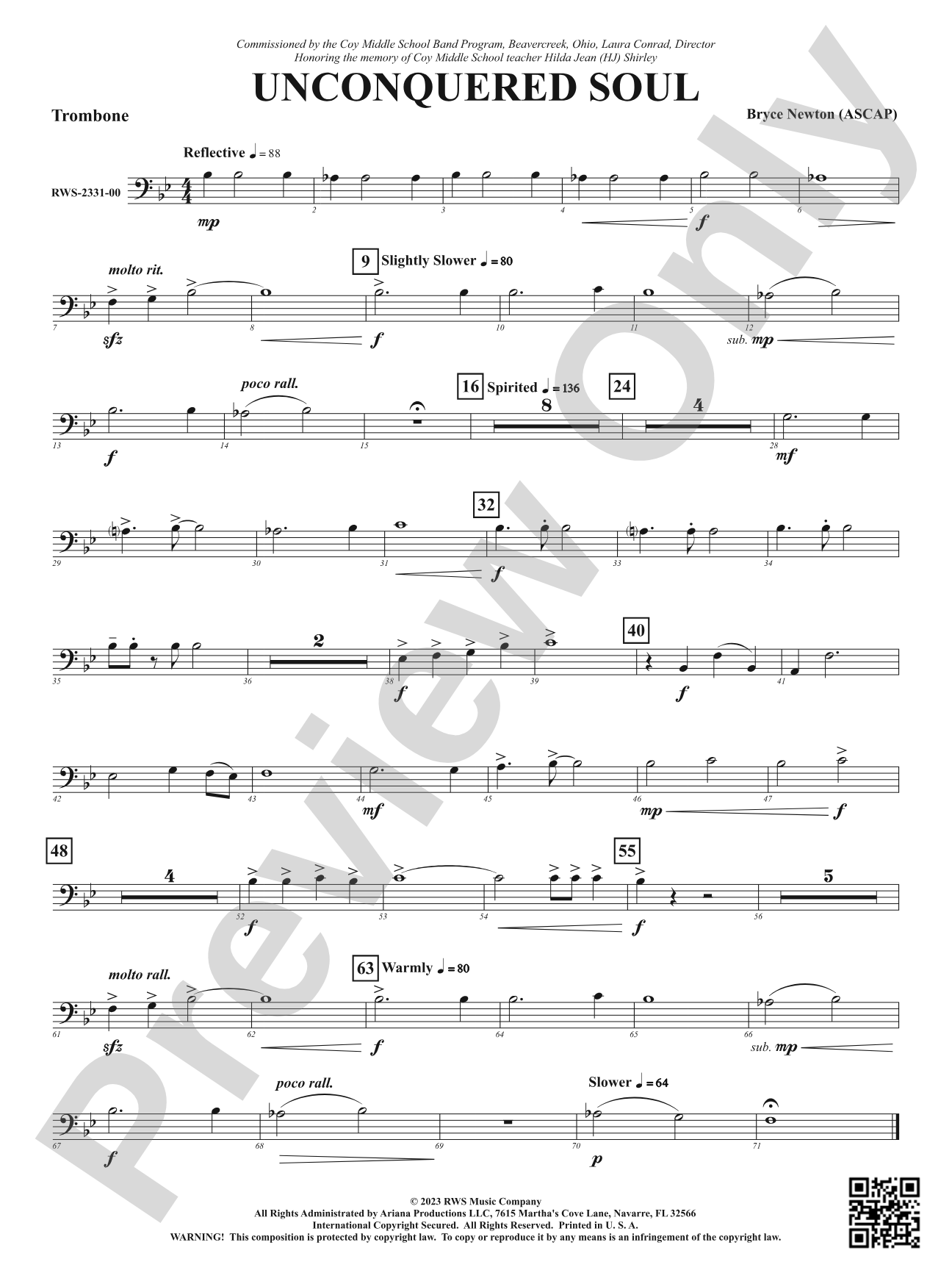Unconquered Soul: 1st Trombone