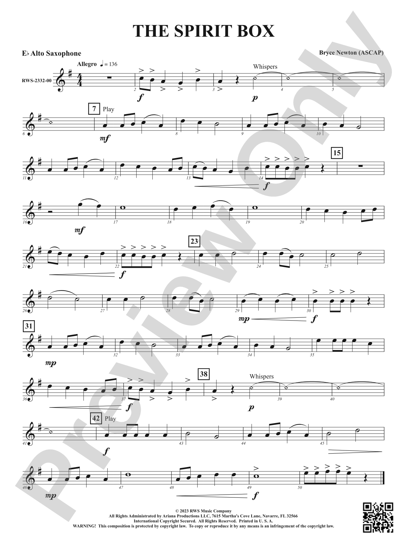 The Spirit Box: 1st E-flat Alto Saxophone