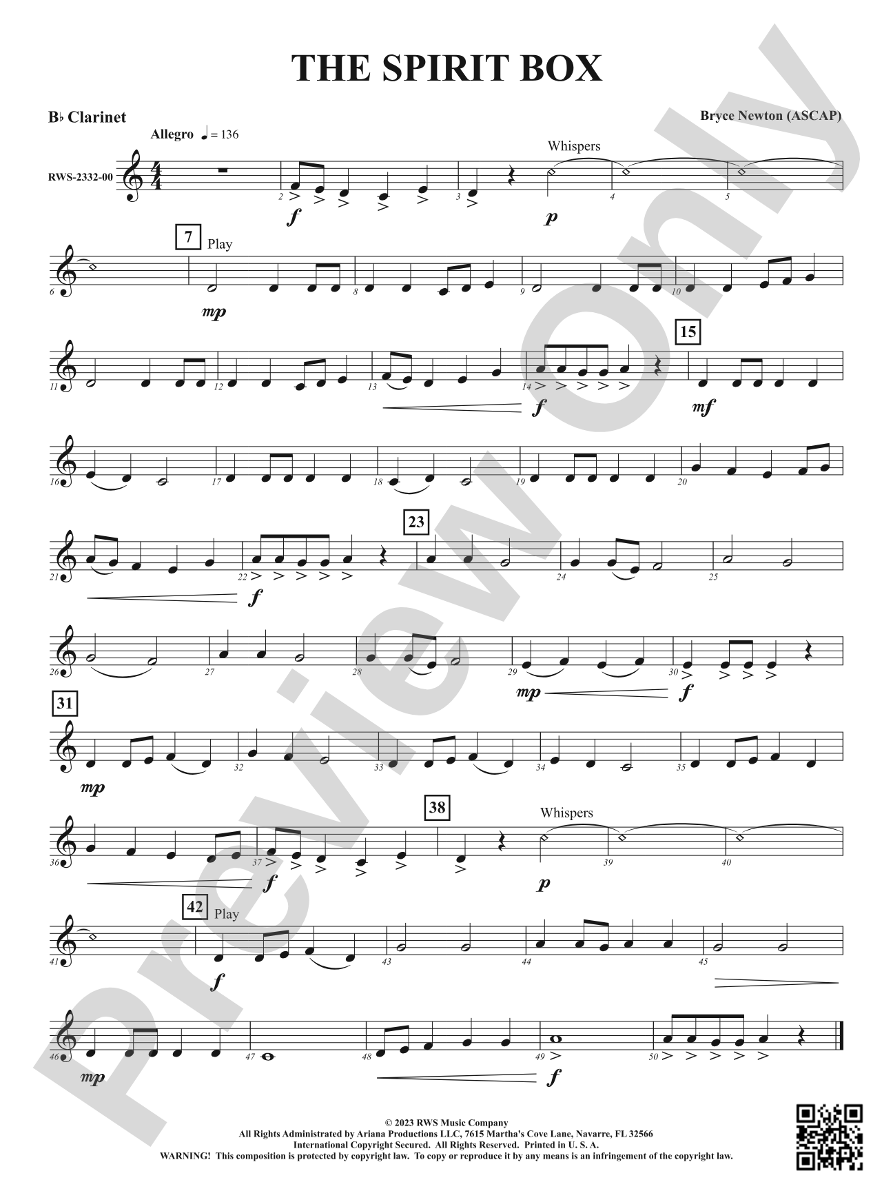 The Spirit Box: 1st B-flat Clarinet