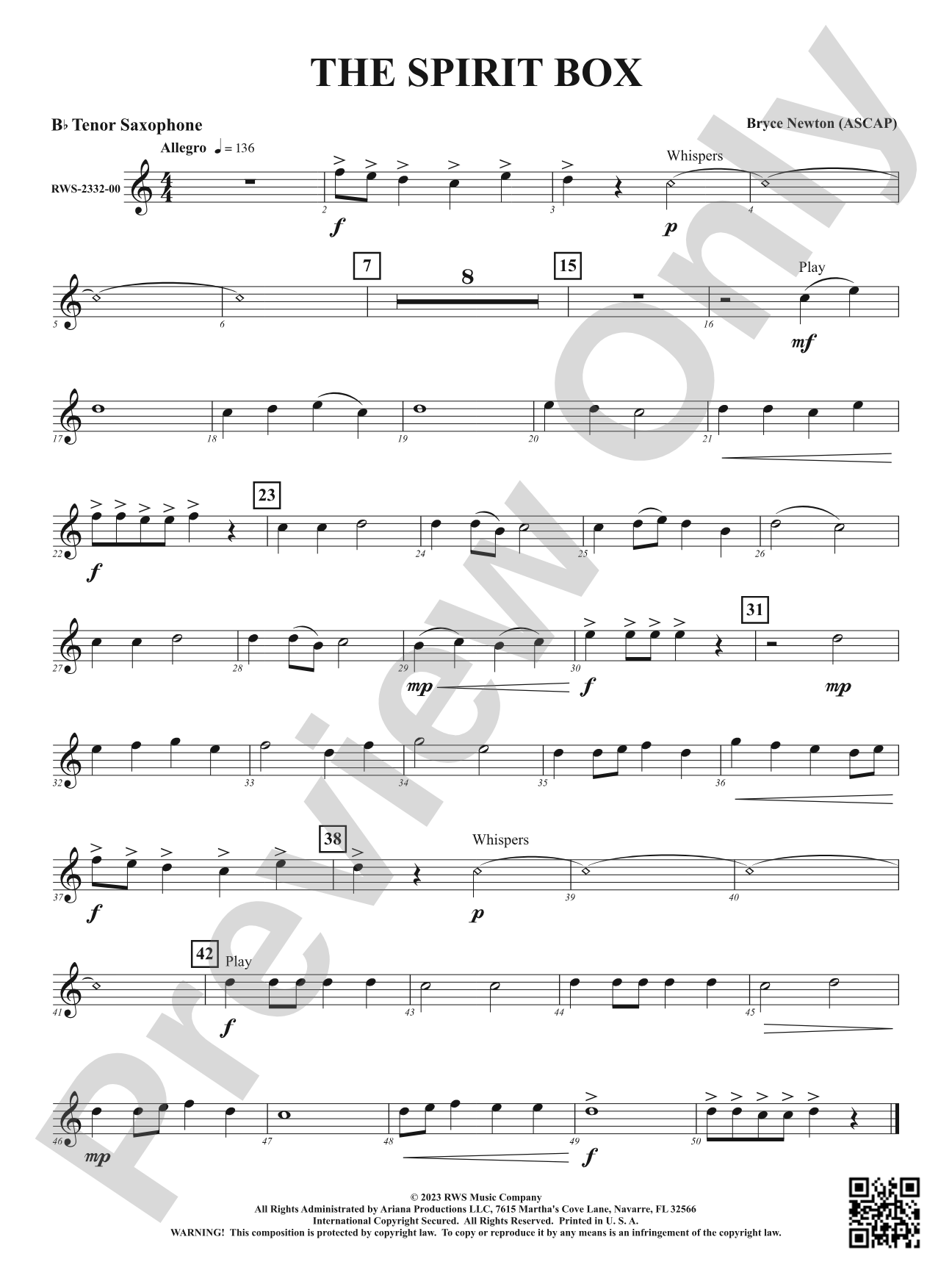 The Spirit Box: B-flat Tenor Saxophone
