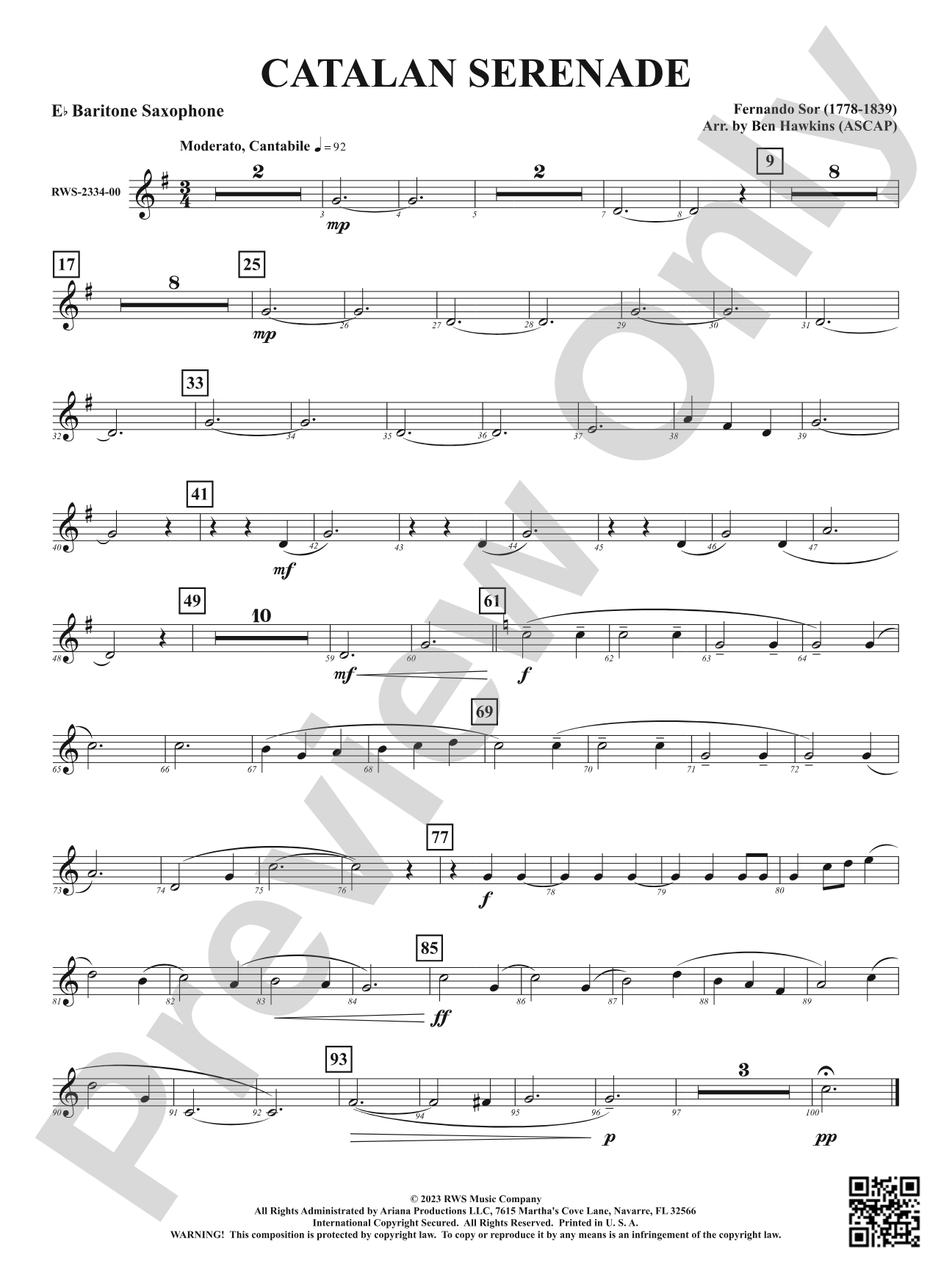 Catalan Serenade: E-flat Baritone Saxophone