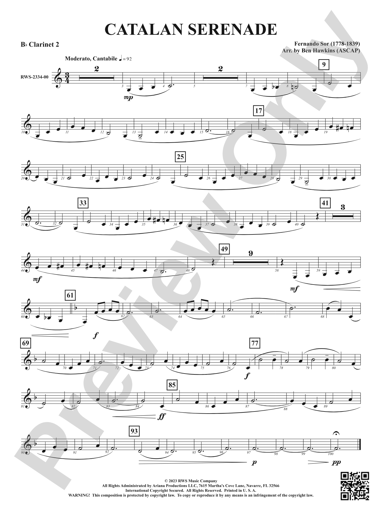 Catalan Serenade: 2nd B-flat Clarinet
