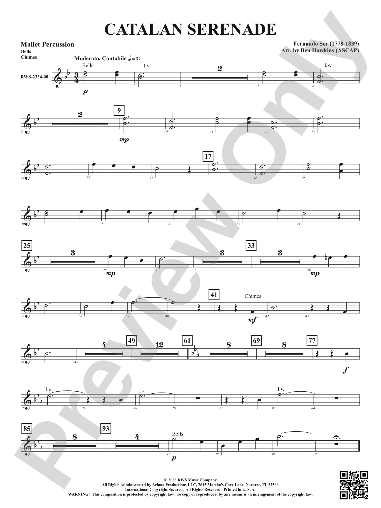 Catalan Serenade: 1st Mallet Percussion