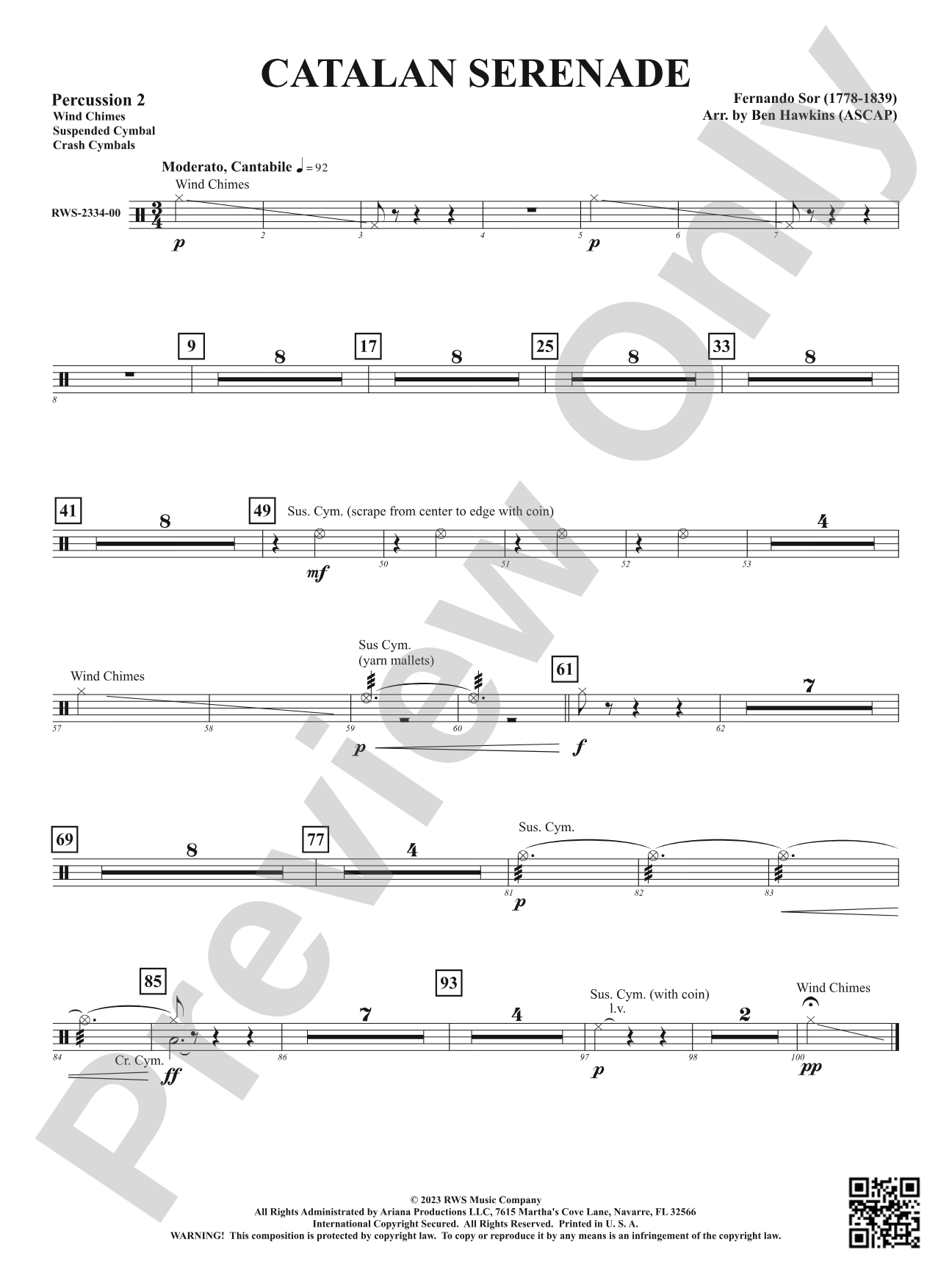 Catalan Serenade: 2nd Percussion