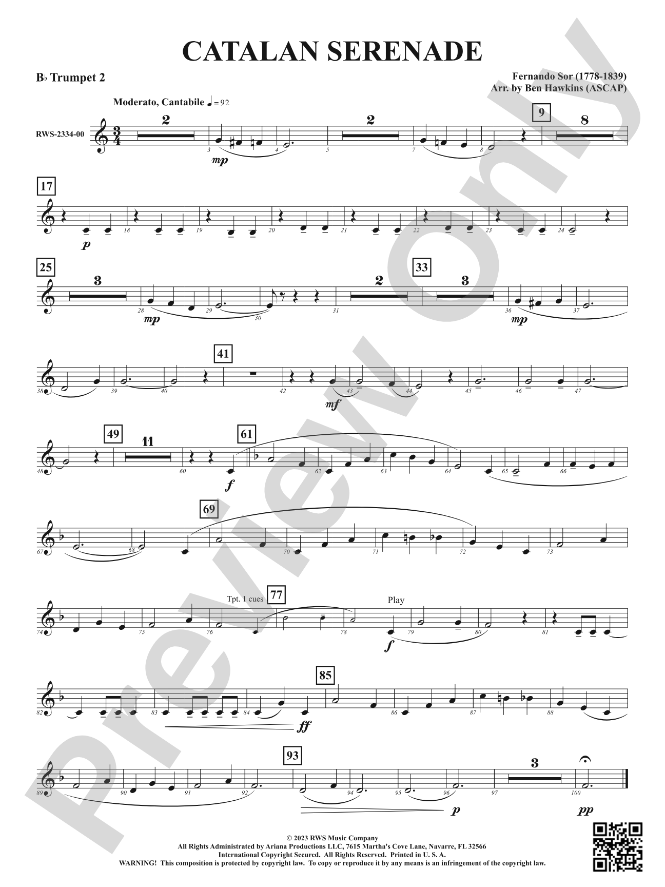 Catalan Serenade: 2nd B-flat Trumpet