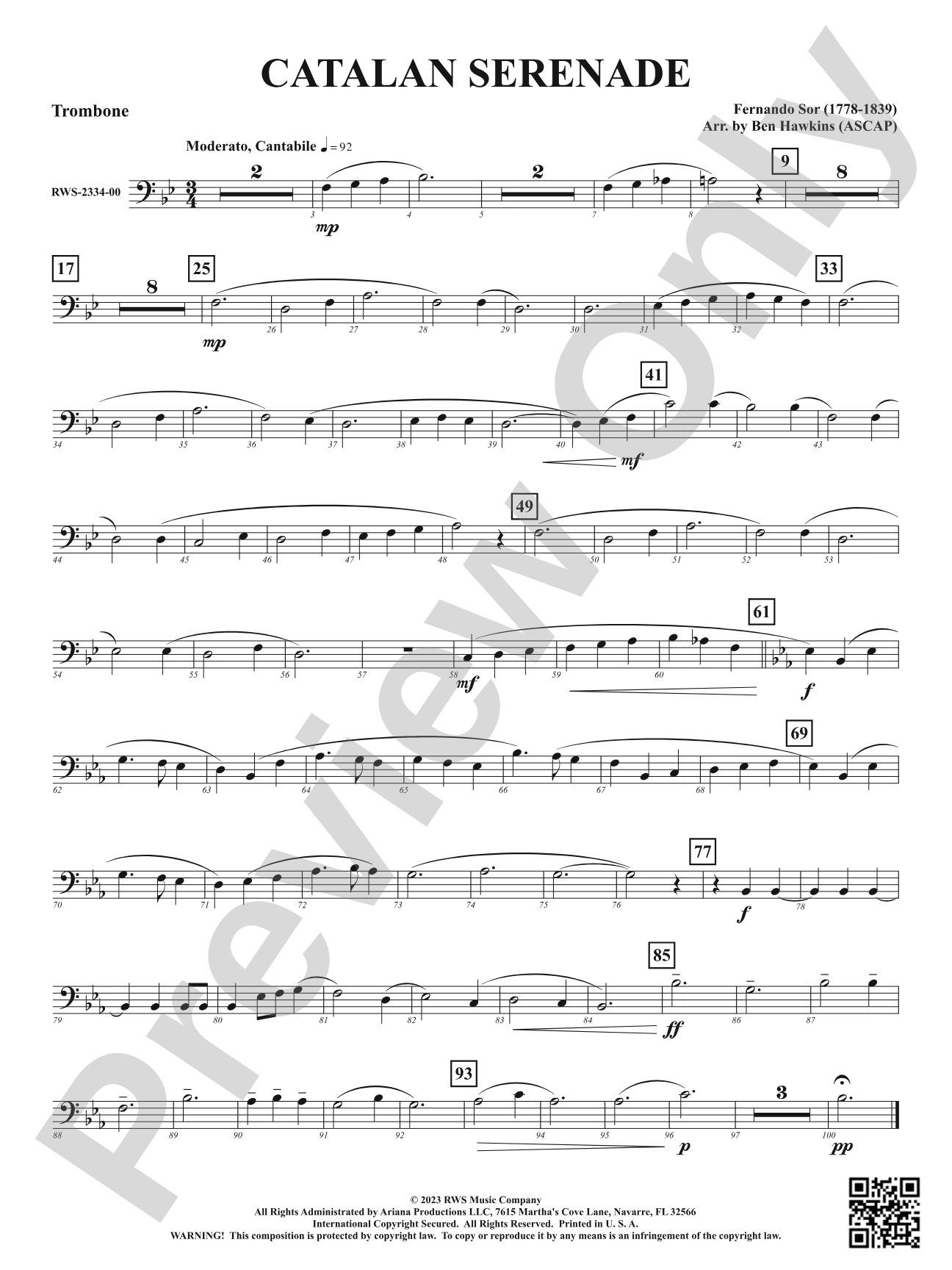 Catalan Serenade: 1st Trombone