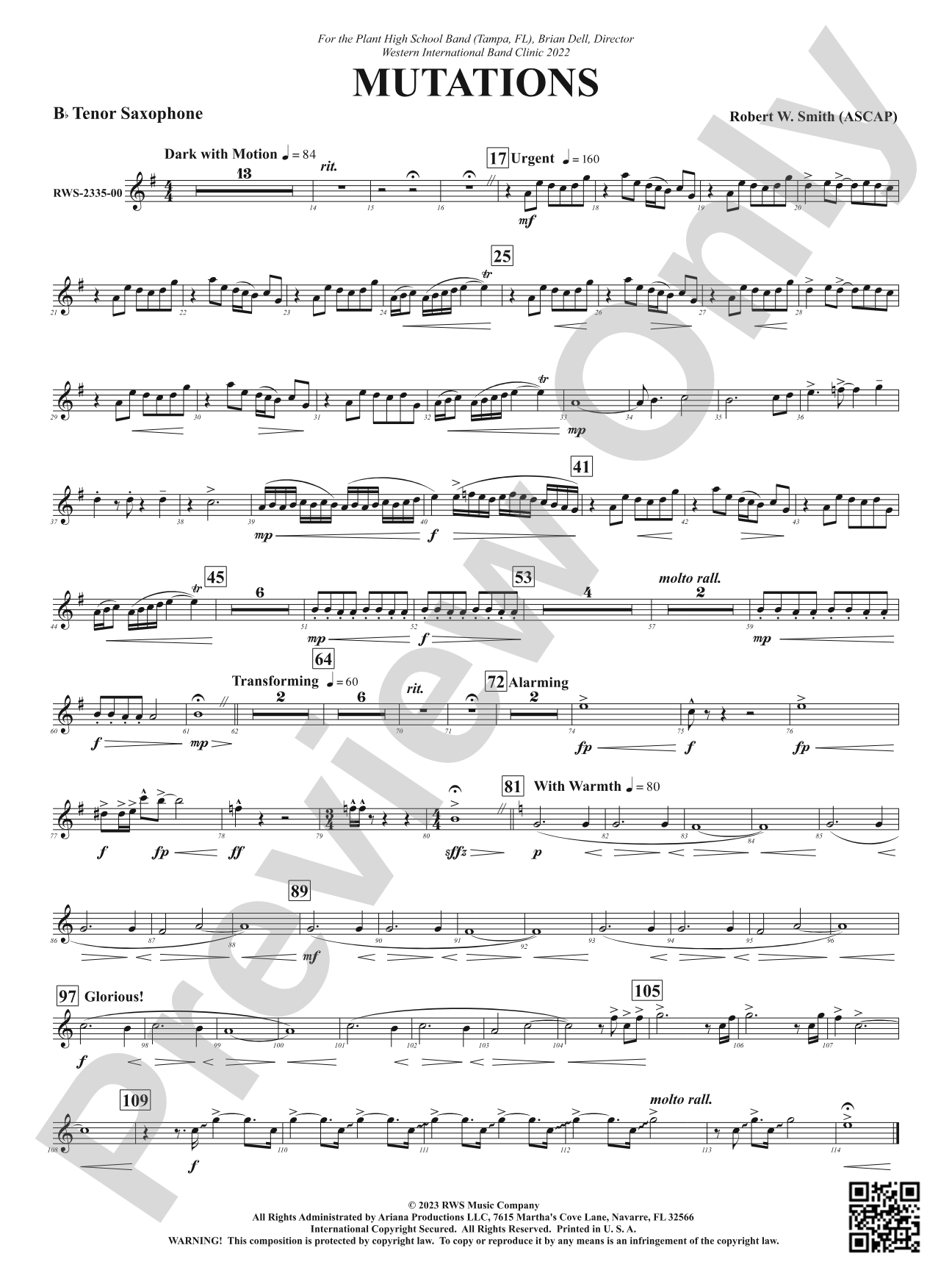 Mutations: B-flat Tenor Saxophone