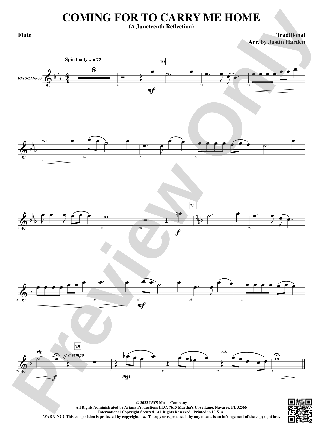 Coming for to Carry Me Home - A Juneteenth Reflection: 1st Flute