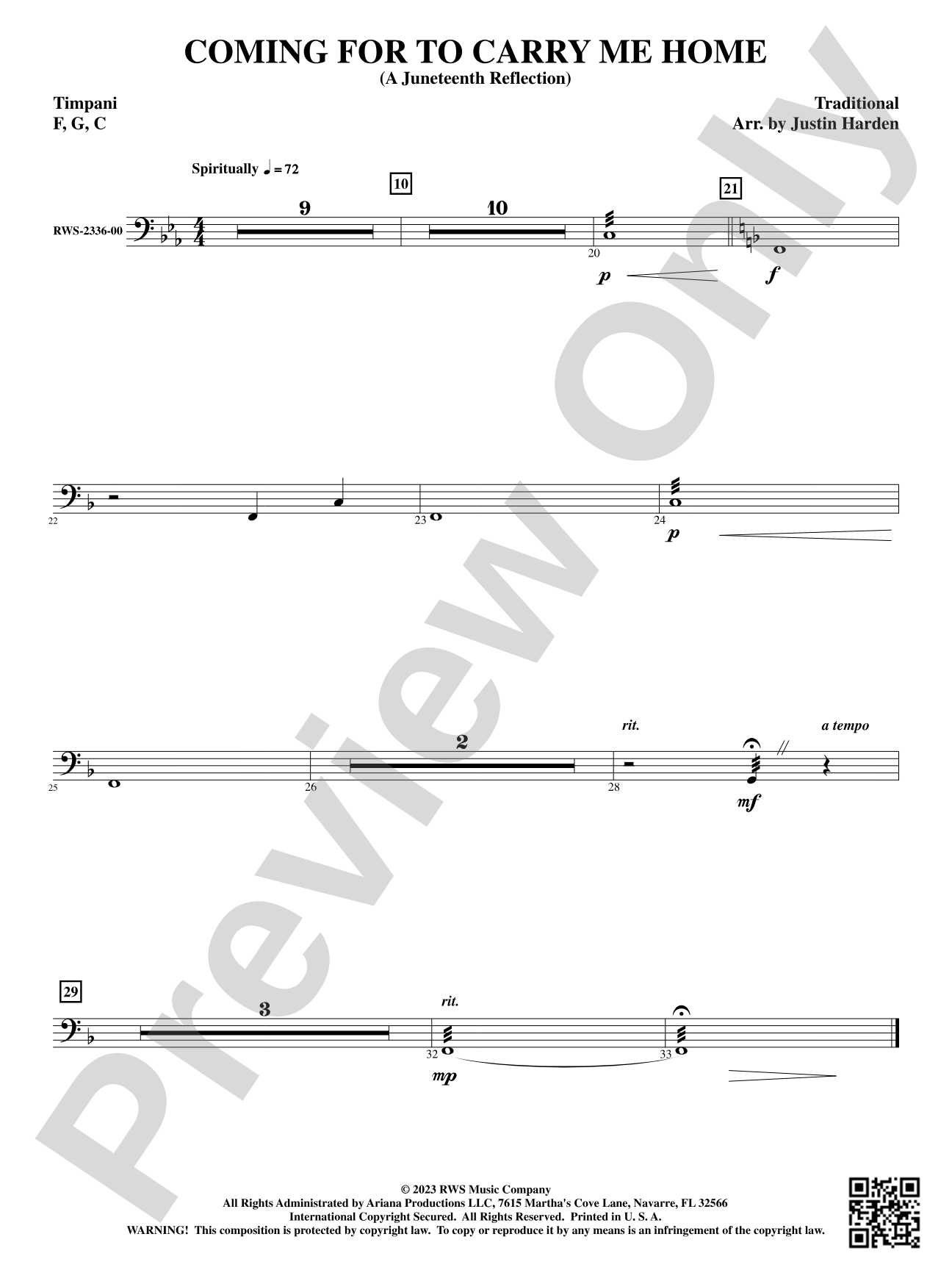 Coming for to Carry Me Home - A Juneteenth Reflection: Timpani