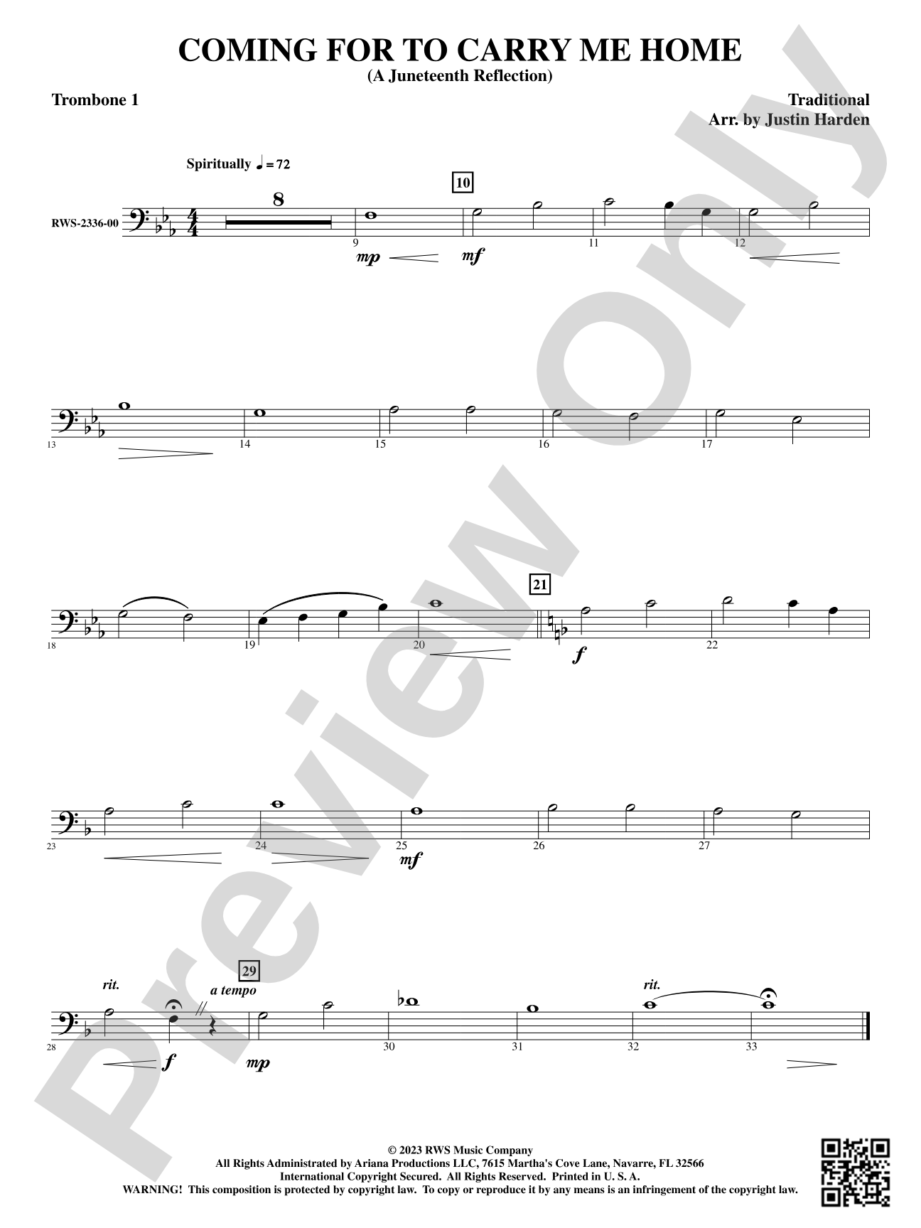 Coming for to Carry Me Home - A Juneteenth Reflection: 1st Trombone