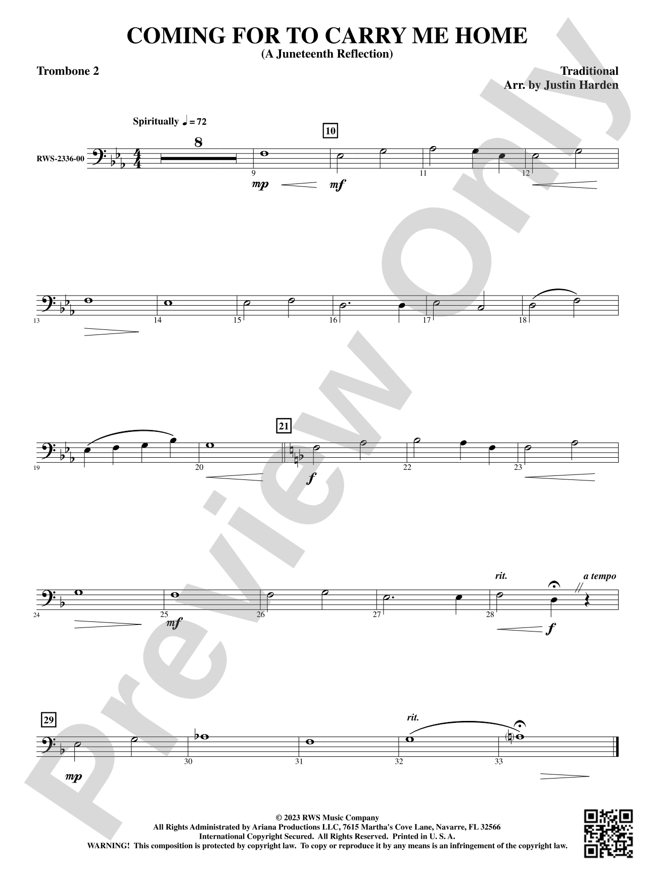 Coming for to Carry Me Home - A Juneteenth Reflection: 2nd Trombone