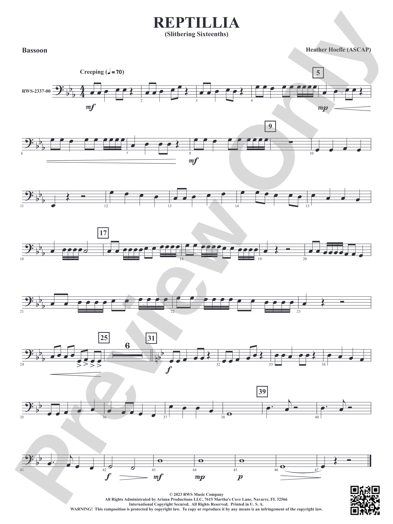Reptillia - Slithering Sixteenths: Bassoon