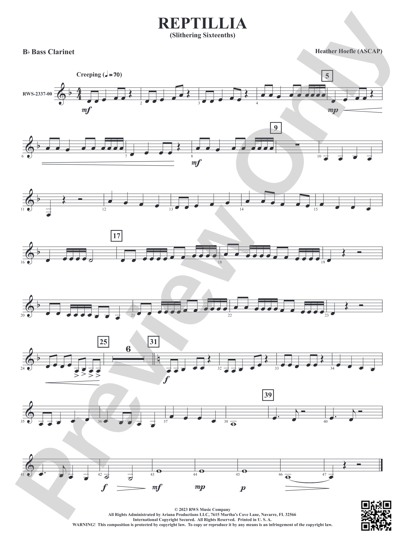Reptillia - Slithering Sixteenths: B-flat Bass Clarinet