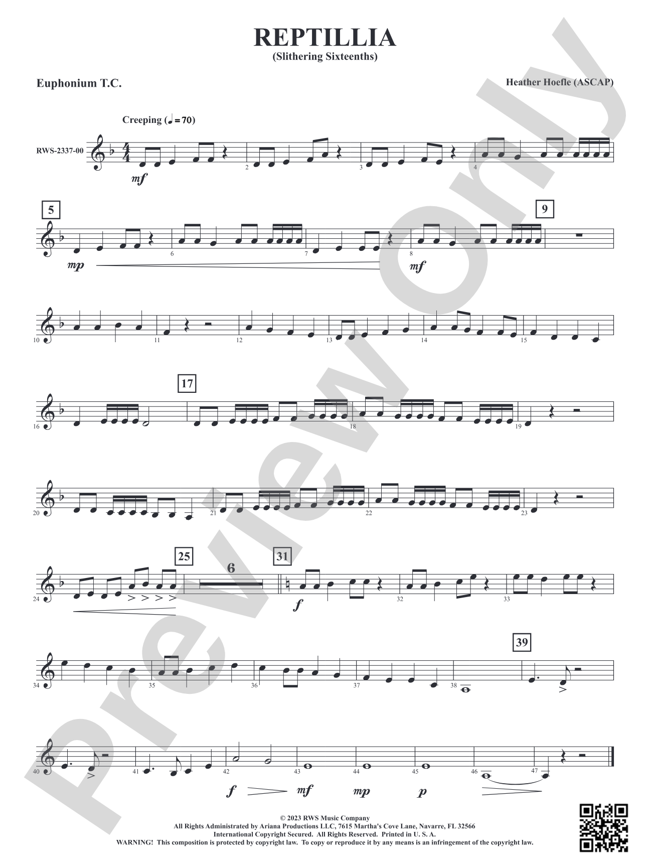 Reptillia - Slithering Sixteenths: Baritone T.C.