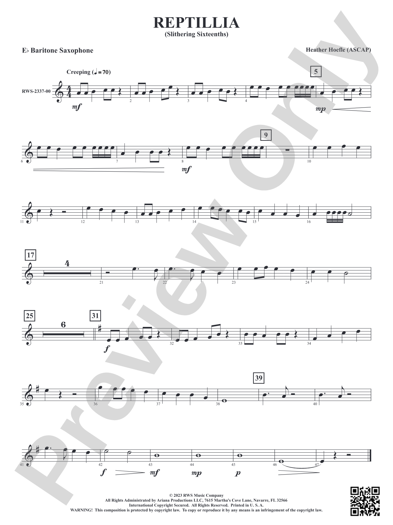 Reptillia - Slithering Sixteenths: E-flat Baritone Saxophone