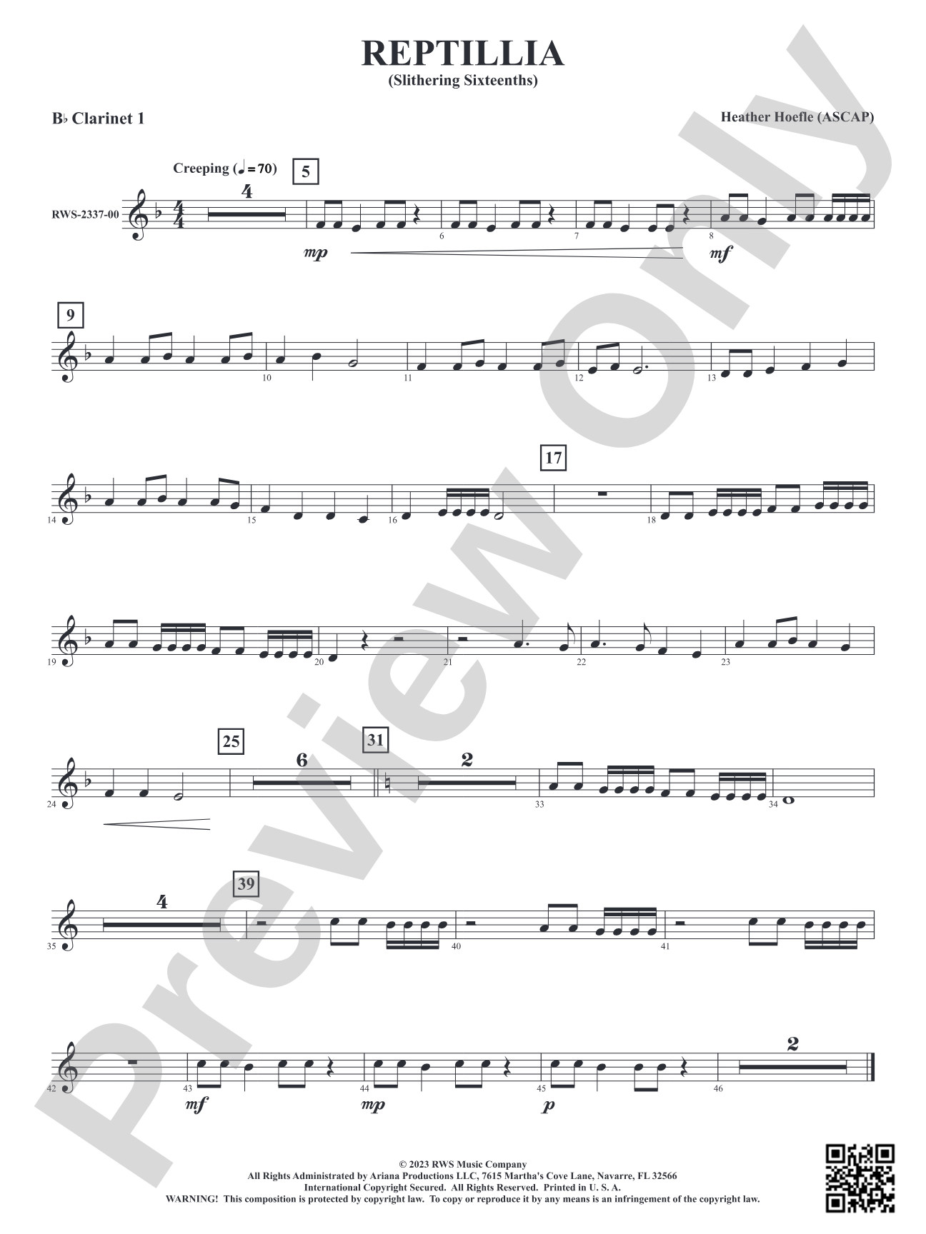 Reptillia - Slithering Sixteenths: 1st B-flat Clarinet