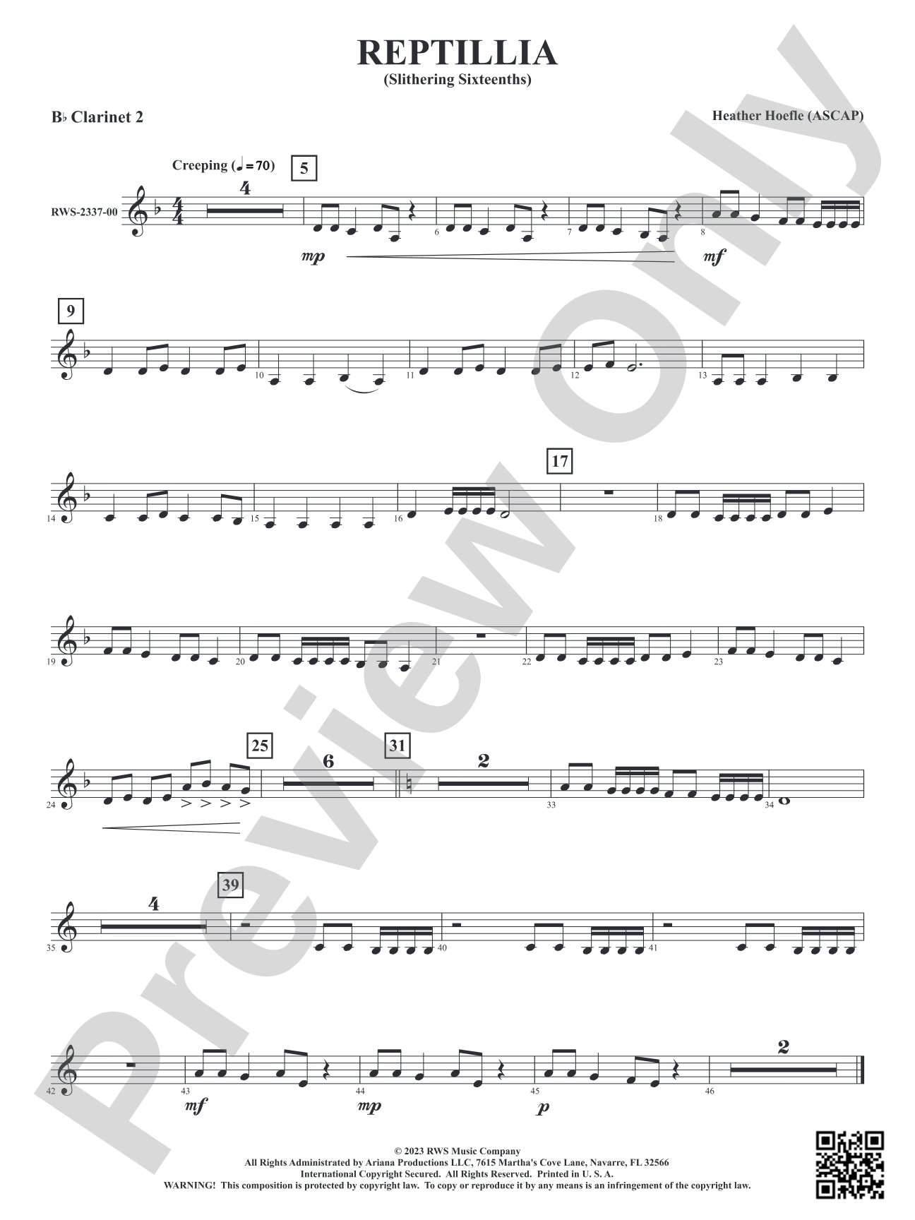 Reptillia - Slithering Sixteenths: 2nd B-flat Clarinet