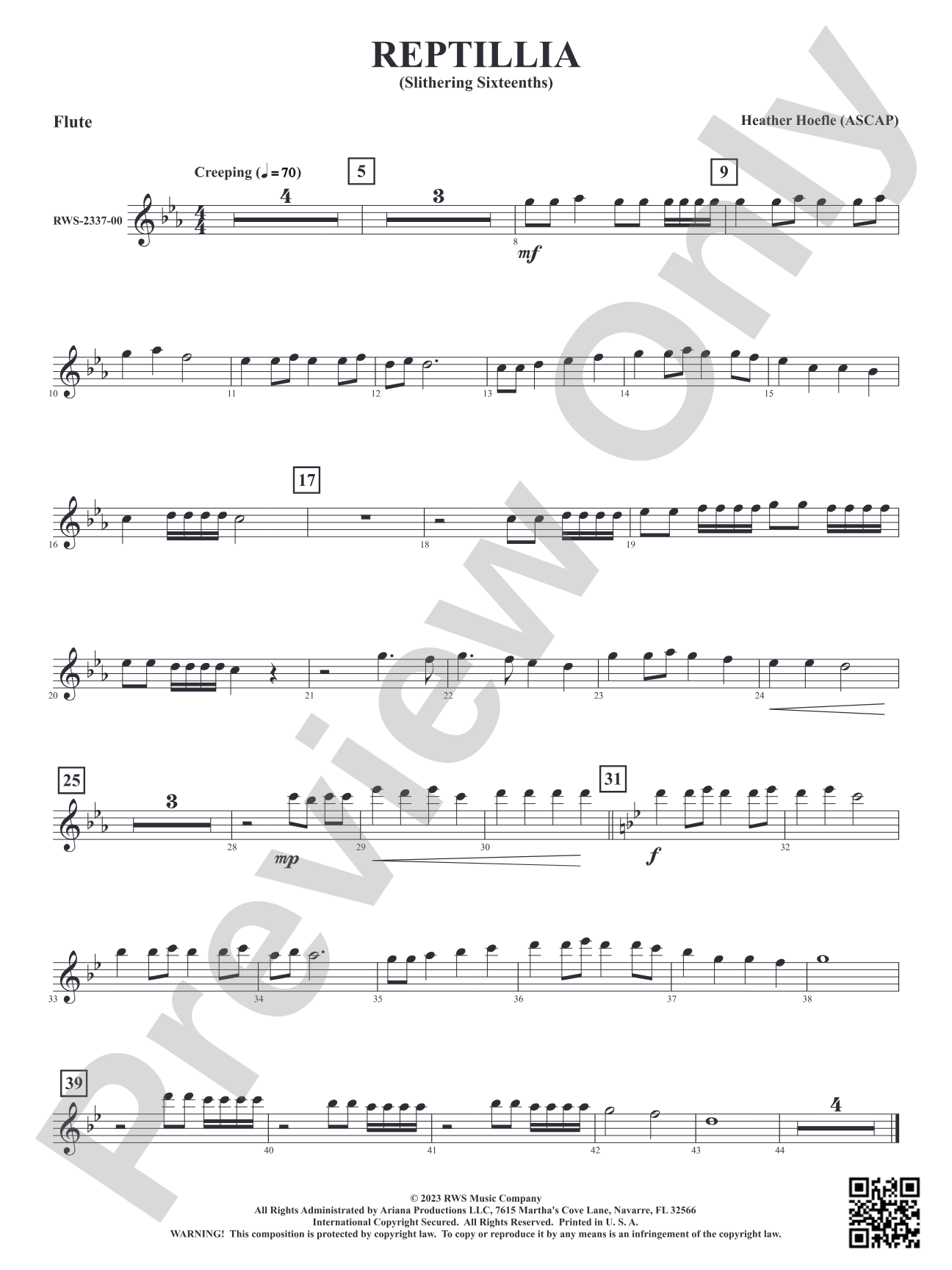 Reptillia - Slithering Sixteenths: 1st Flute