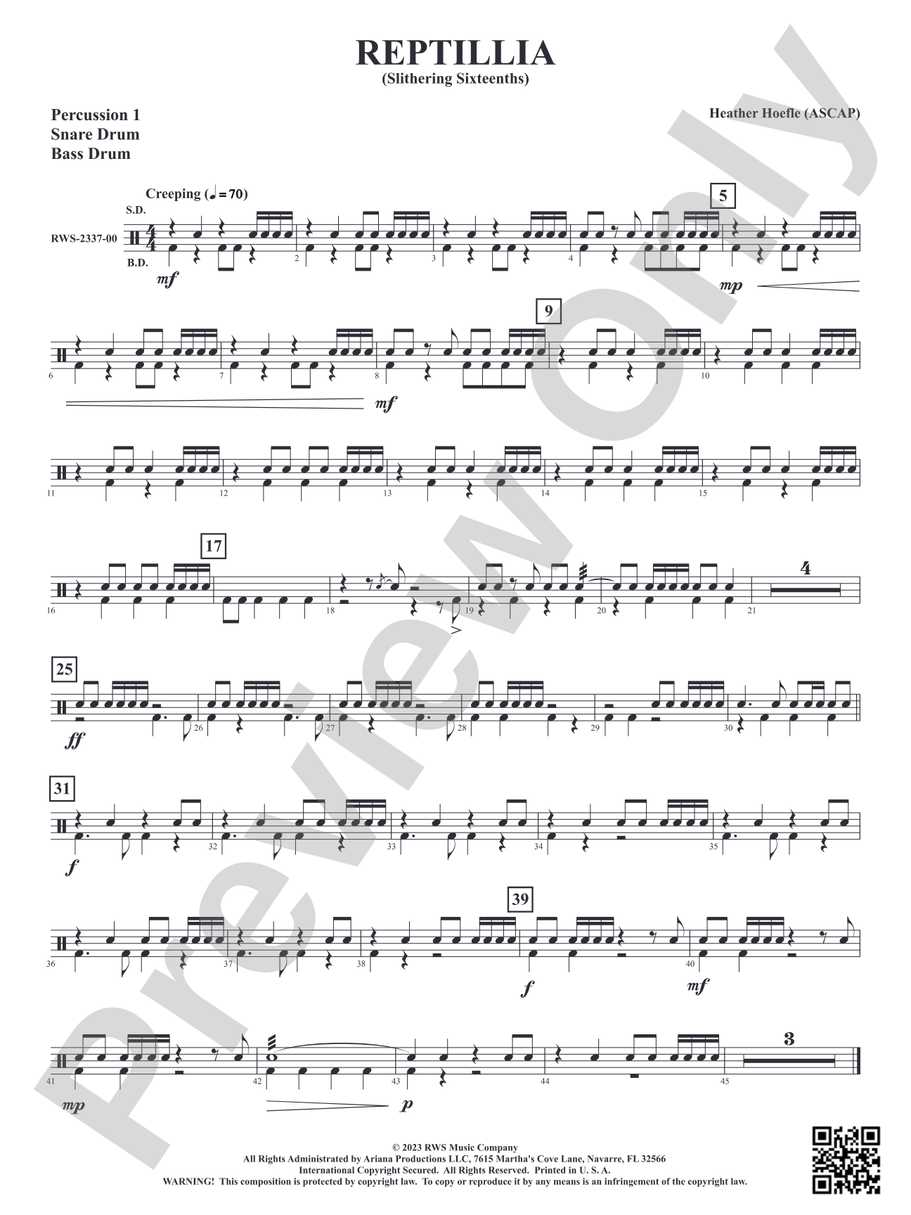 Reptillia - Slithering Sixteenths: 1st Percussion