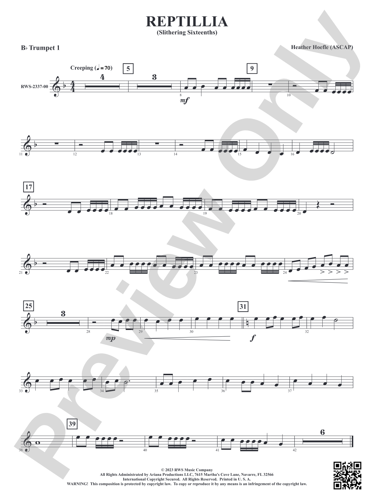 Reptillia - Slithering Sixteenths: 1st B-flat Trumpet