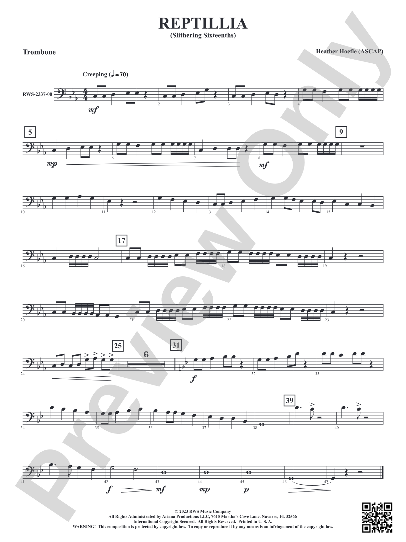 Reptillia - Slithering Sixteenths: 1st Trombone