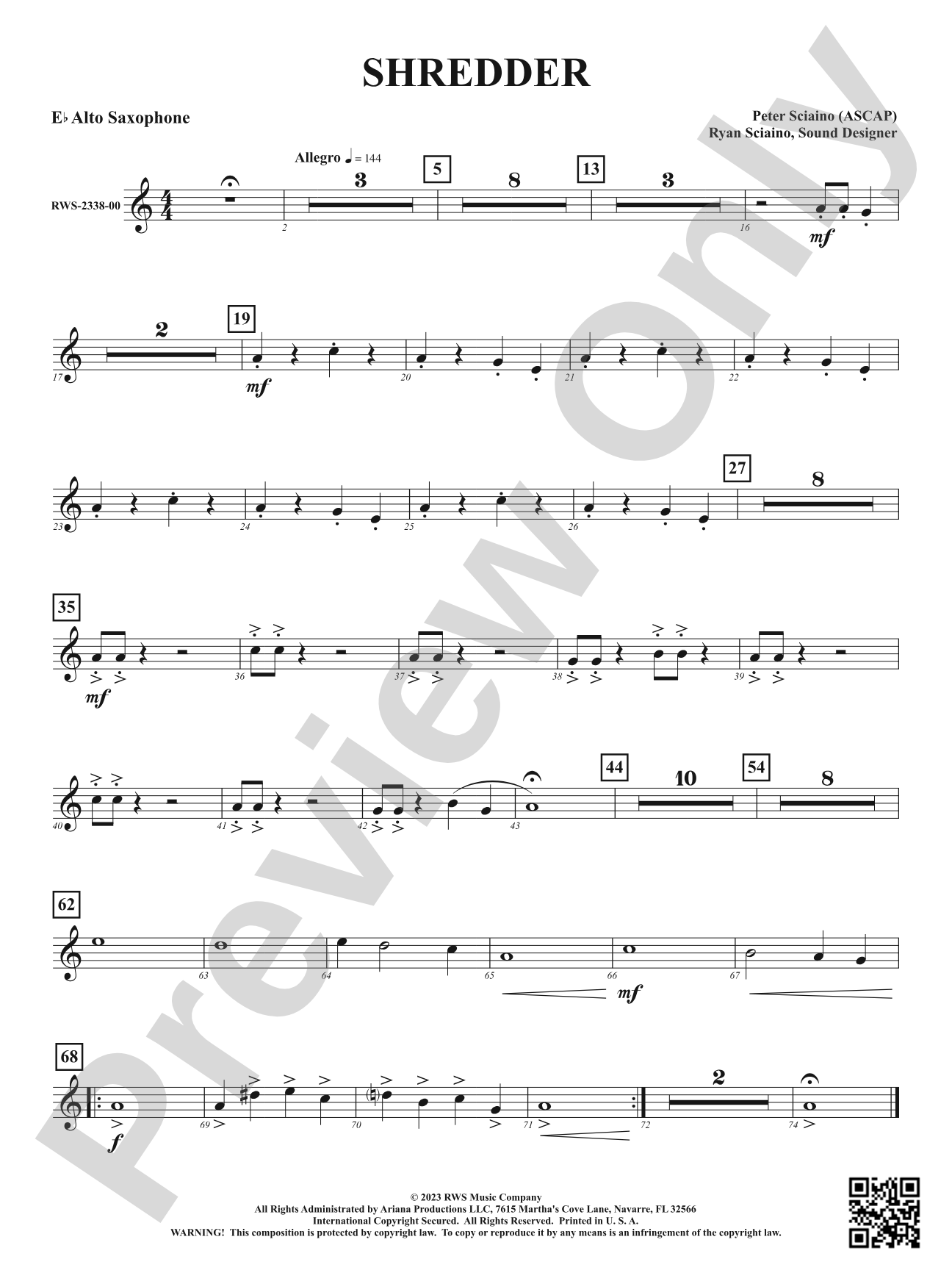 Shredder: 1st E-flat Alto Saxophone