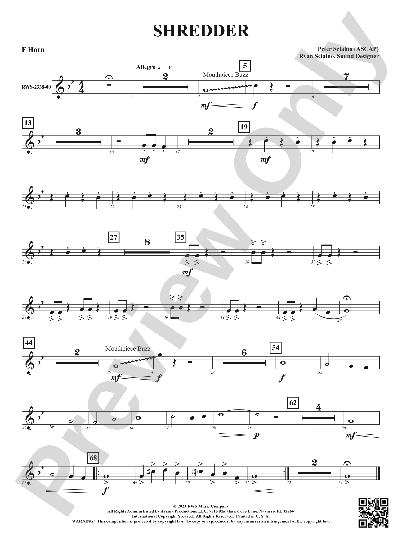 Shredder: 1st F Horn